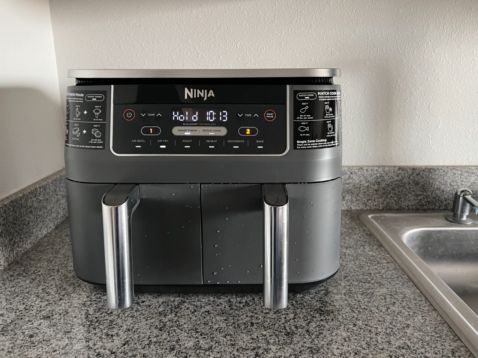 Ninja DZ201 Foodi 8 Quart 6-in-1 DualZone 2-Basket Air Fryer, Match Cook and Smart Finish to Roast, Broil, Dehydrate for Quick Easy Meals, Grey customer photo 1
