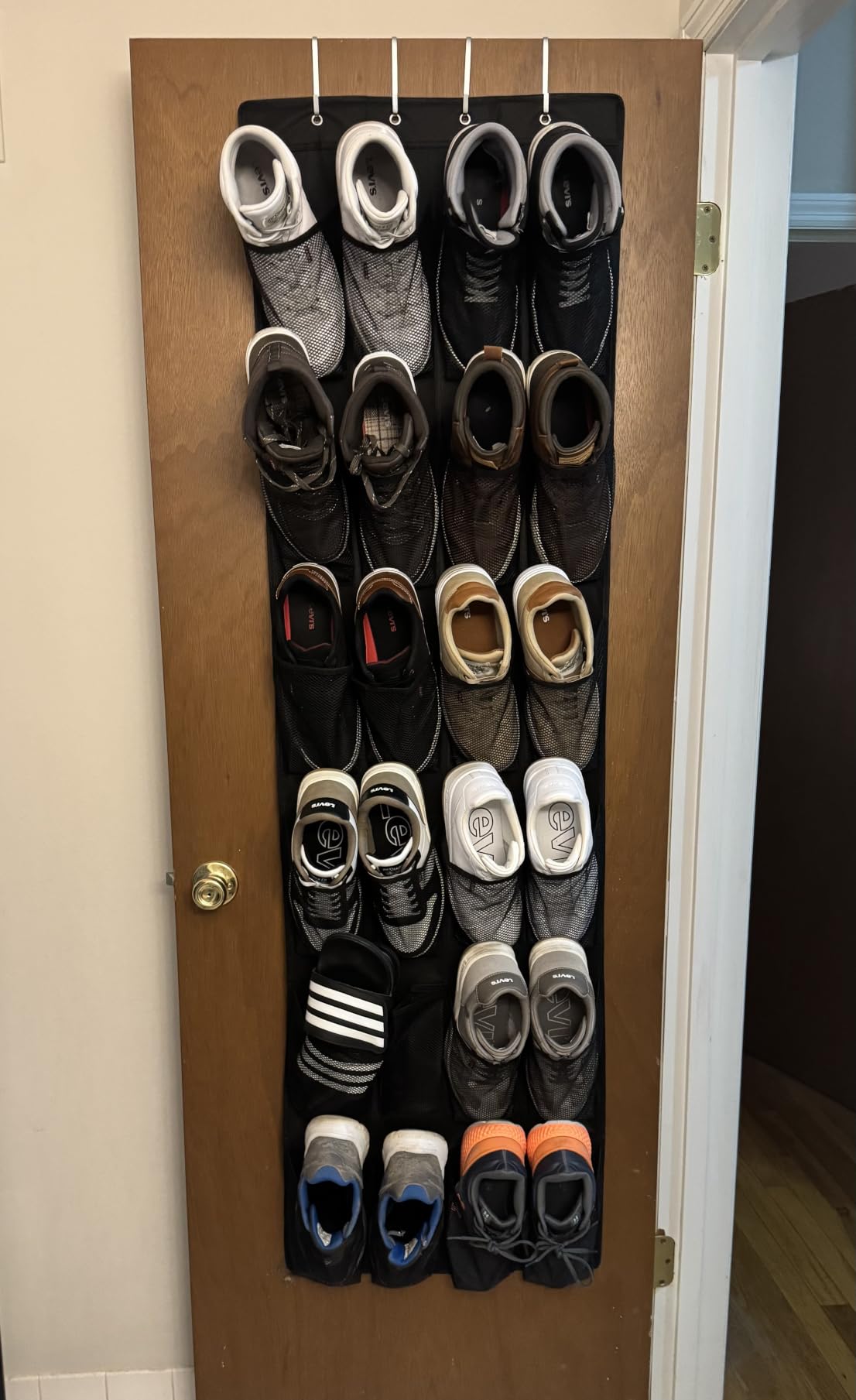 GORILLA GRIP Over the Door Shoe Organizer, 24 Large Pockets, Black customer photo 2