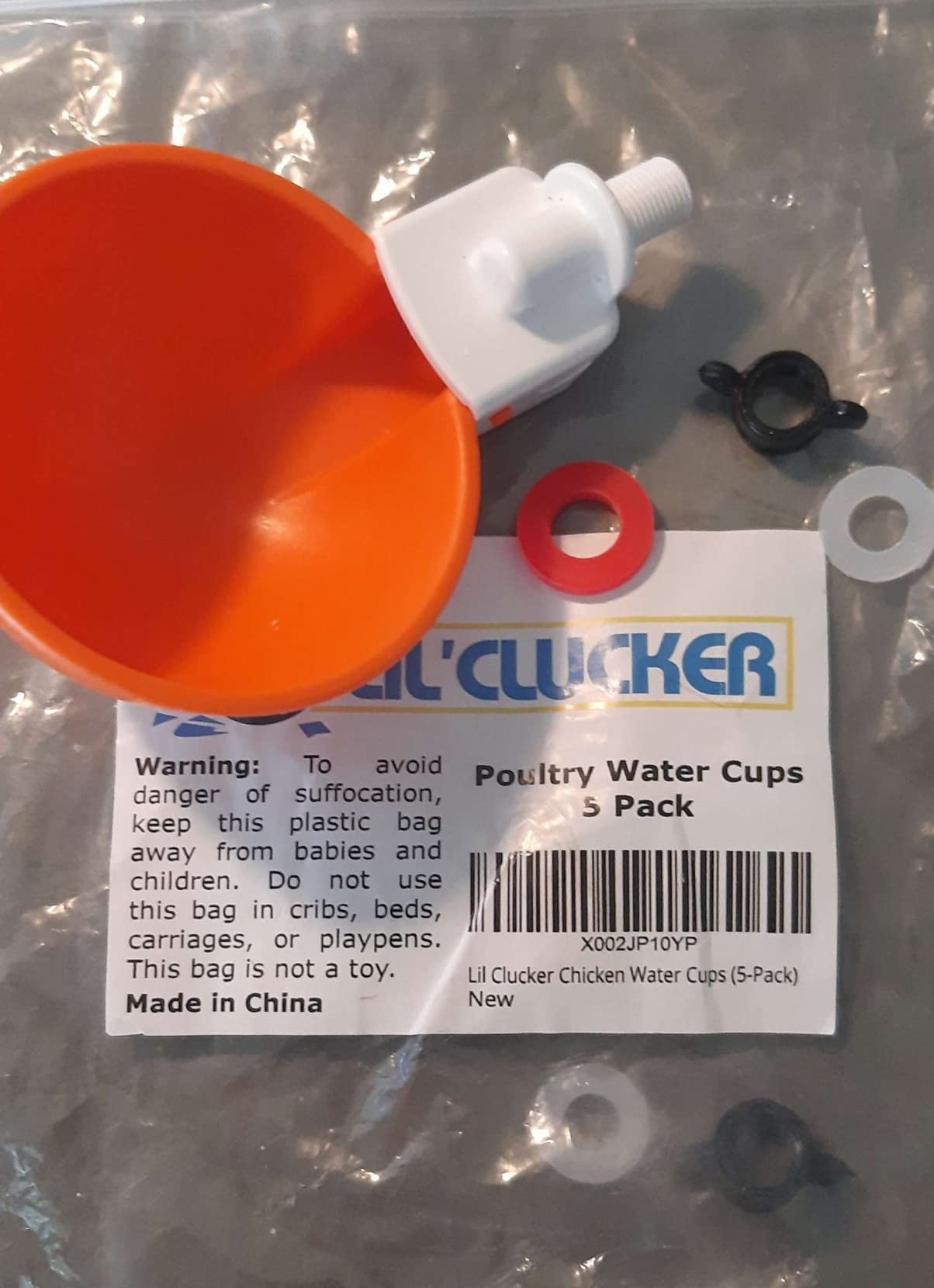 Lil'Clucker Large Automatic Chicken Waterer Cups | Chicken Water Feeder Suitable for Chicks, Duck, Goose, Turkey and Bunny | Poultry Water Feeder Kit (Orange, 5-Pack) customer photo 2