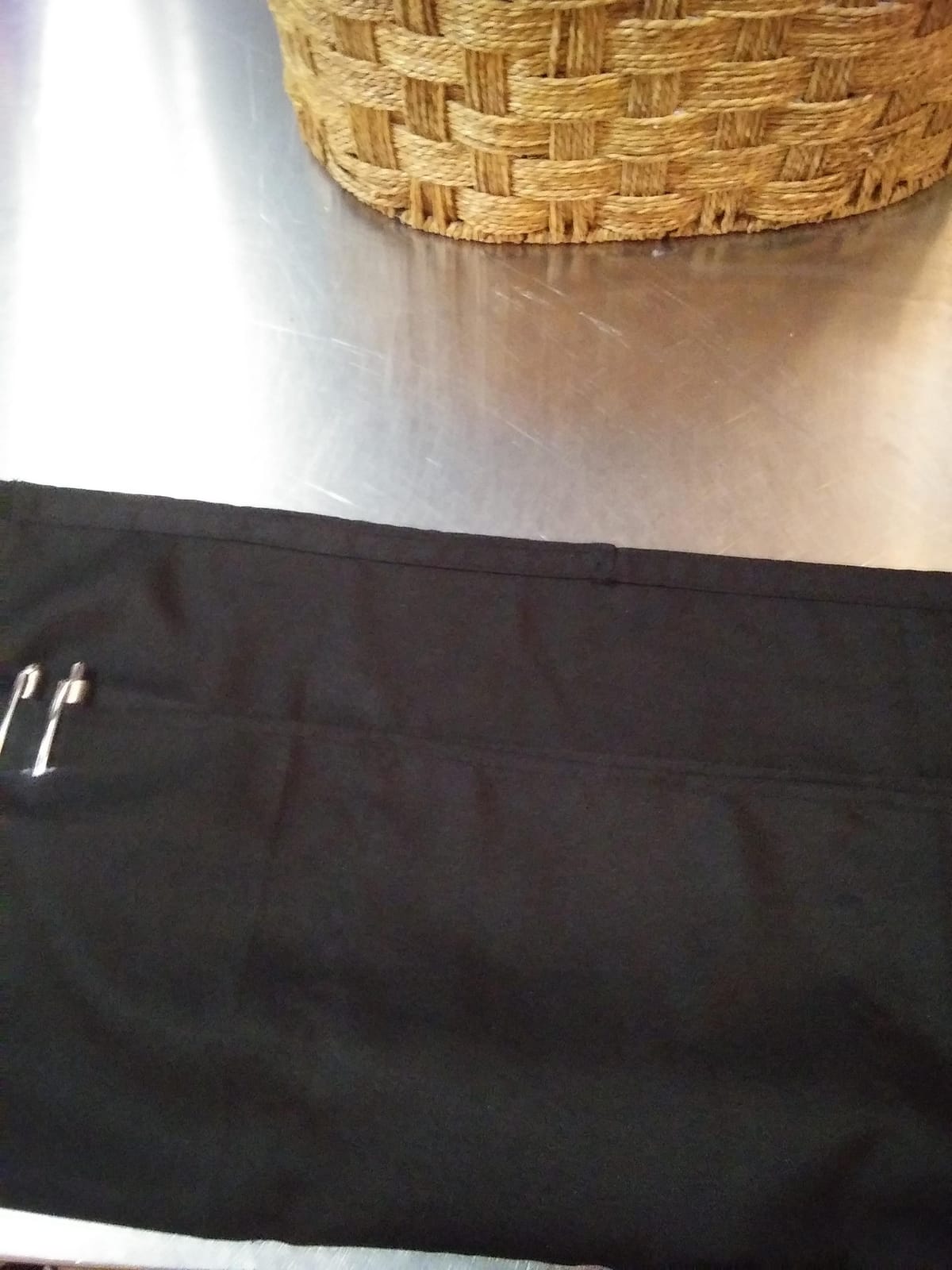 2 Pack Waitress Apron with 3 Pockets - Water & Oil Resistant - Black Waist Aprons for Servers - Half Aprons for Women - 12 Inch customer photo 2
