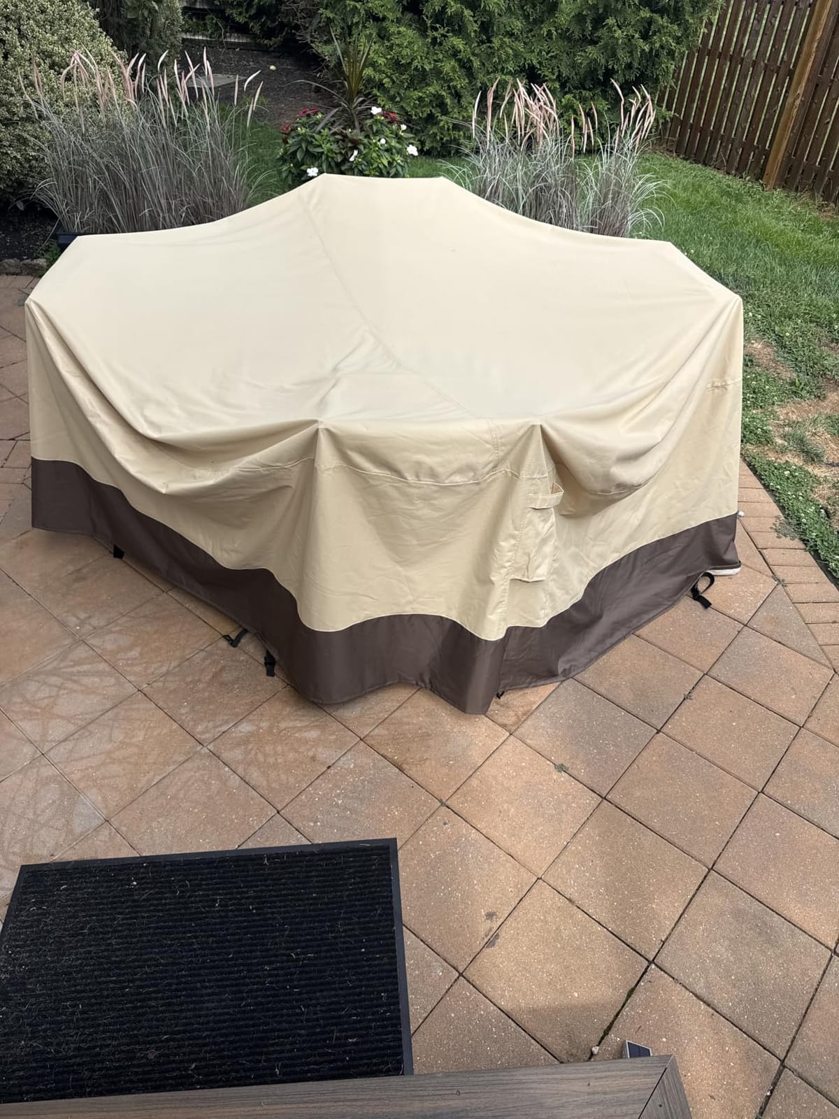 Patio Furniture Covers Waterproof, Outdoor Furniture Covers Waterproof Windproof with Padded Handles, Heavy Duty 600D Oxford Outdoor Table Chair Set Cover customer photo 1