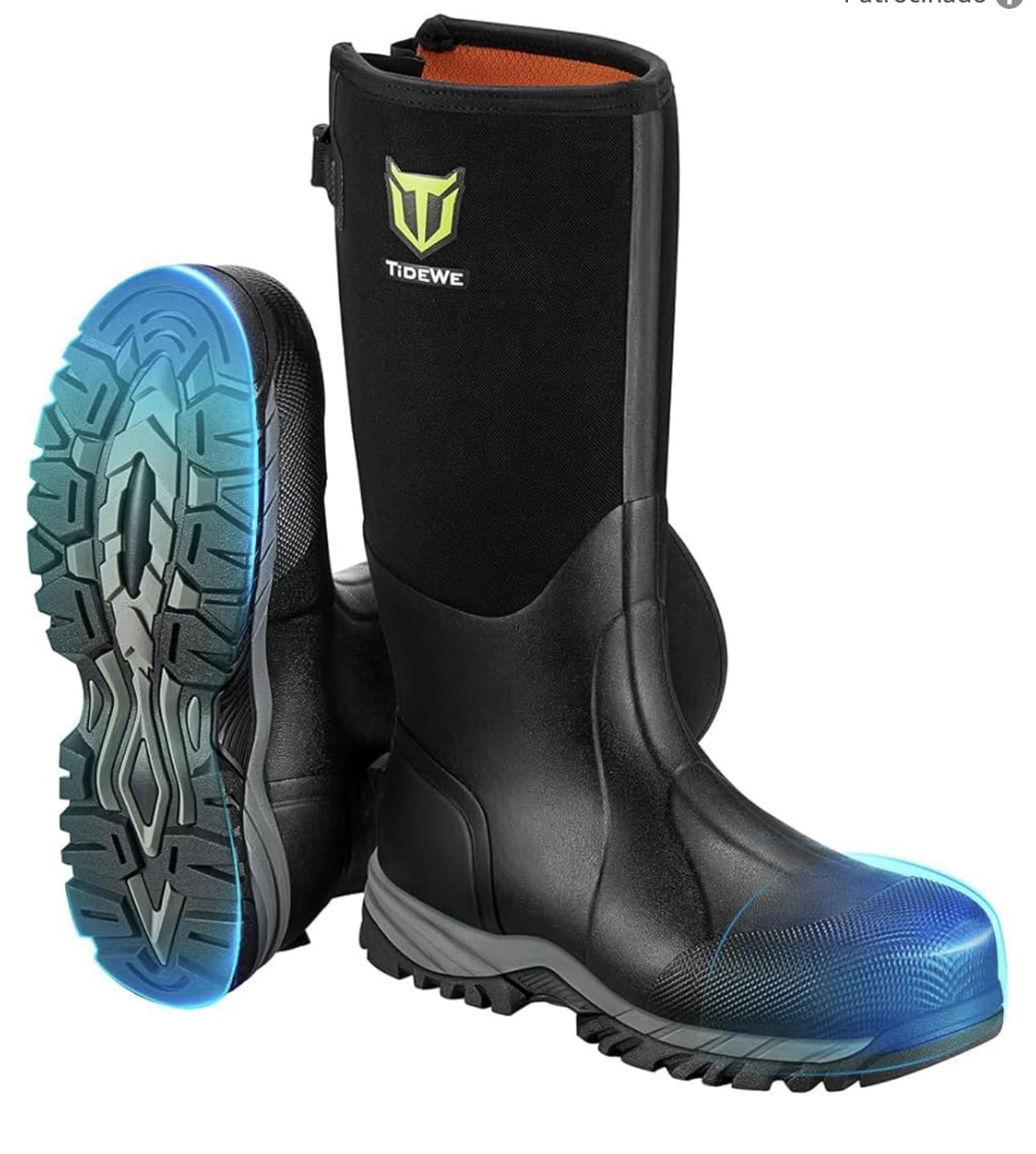 TIDEWE Rubber Work Boots for Men, Steel Toe & Shank, Waterproof Anti Slip customer photo 1