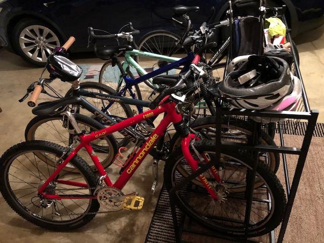 BIRDROCK HOME 4 Bike Stand for Garage Storage with Gear Basket and Hooks customer photo 2