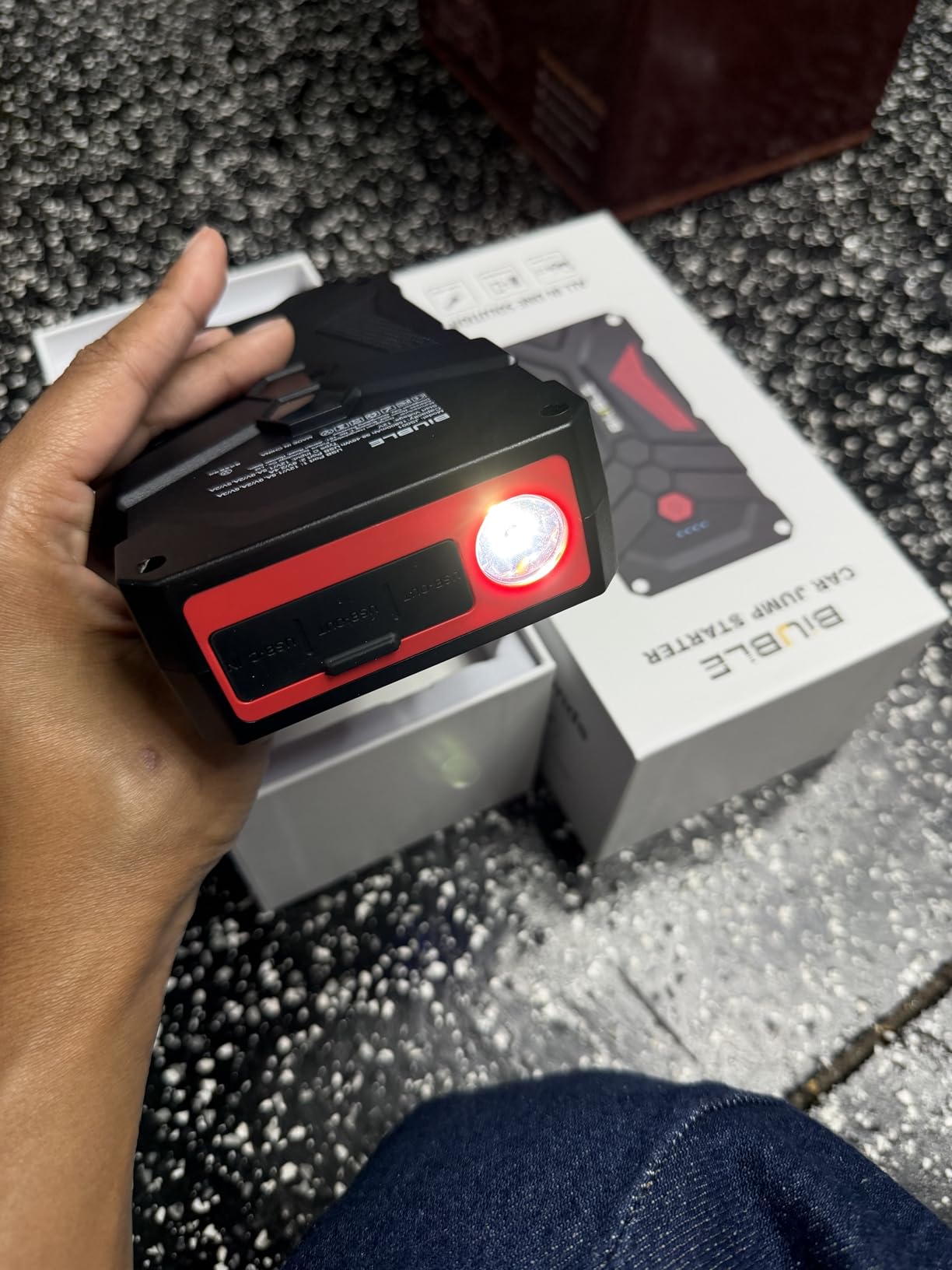 Jump Starter Car Jump Starter Auto Battery Booster Pack 5000A Peak 12V with USB-C Quick Charge,Lithium Jump Box with LED Light(Up to 7.0L Gas or 5.5L Diesel Engine) customer photo 1