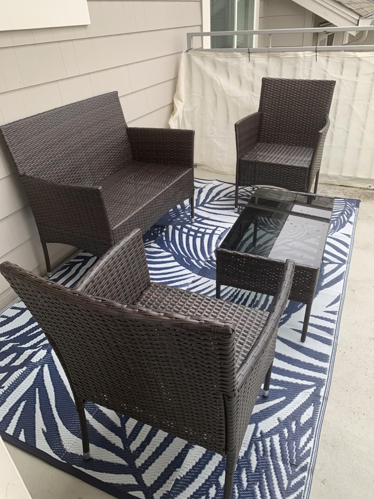 Greesum Patio Furniture 4 Pieces Conversation Sets,Brown and Beige customer photo 2