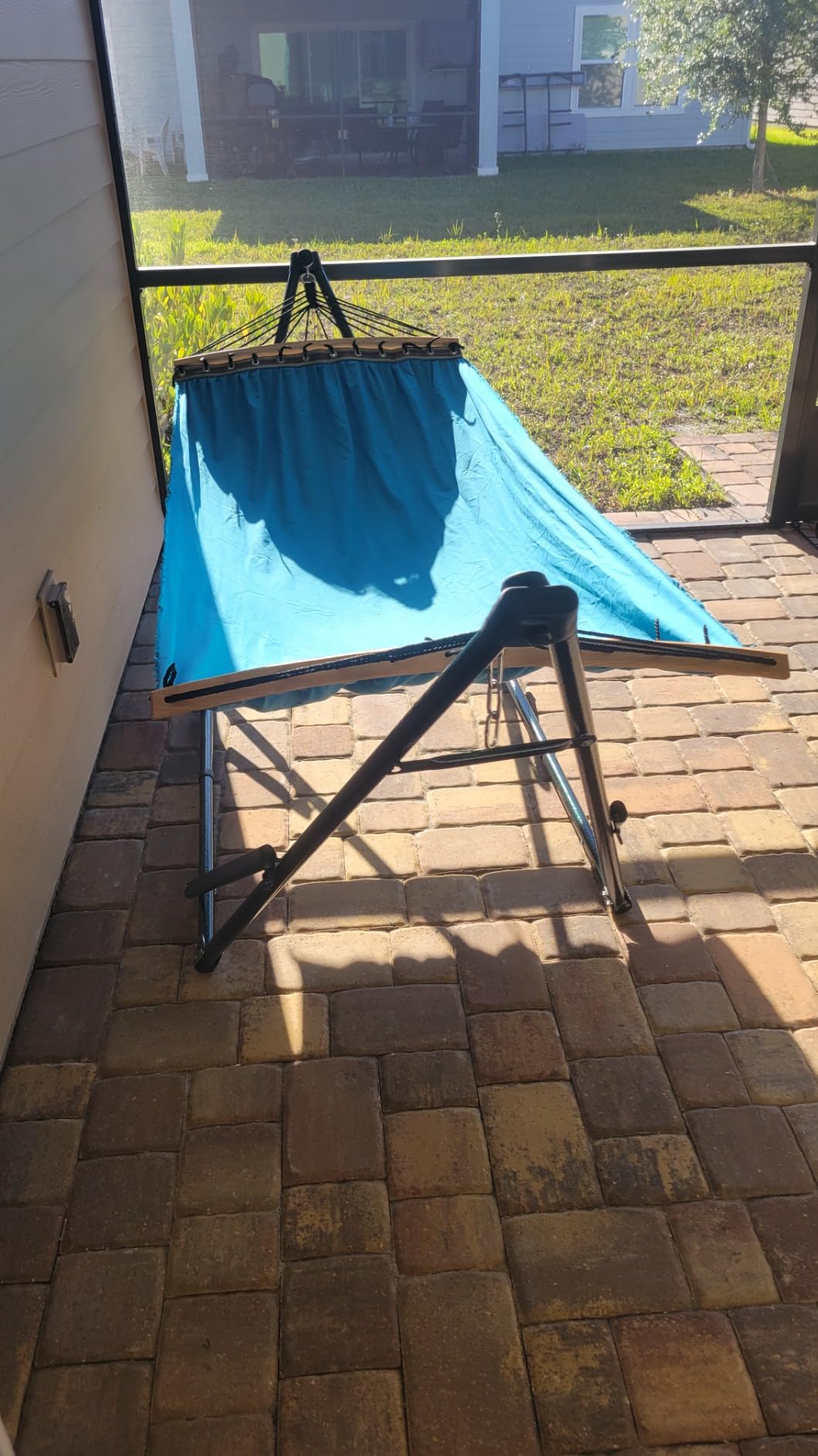 Tranquillo Universal Hammock Stand 600 lbs Capacity, Instant 20s Foldable, 3-Year Warranty Hammock with Stand, 2 Person Camping Revolutionary Portable No Screws, Premium Hammocks, Black | Black Finish, 2-Person Capacity, Polyester Mesh Net, Carry Bag Included, Tool-Free Setup, 39.3 in Height customer photo 1
