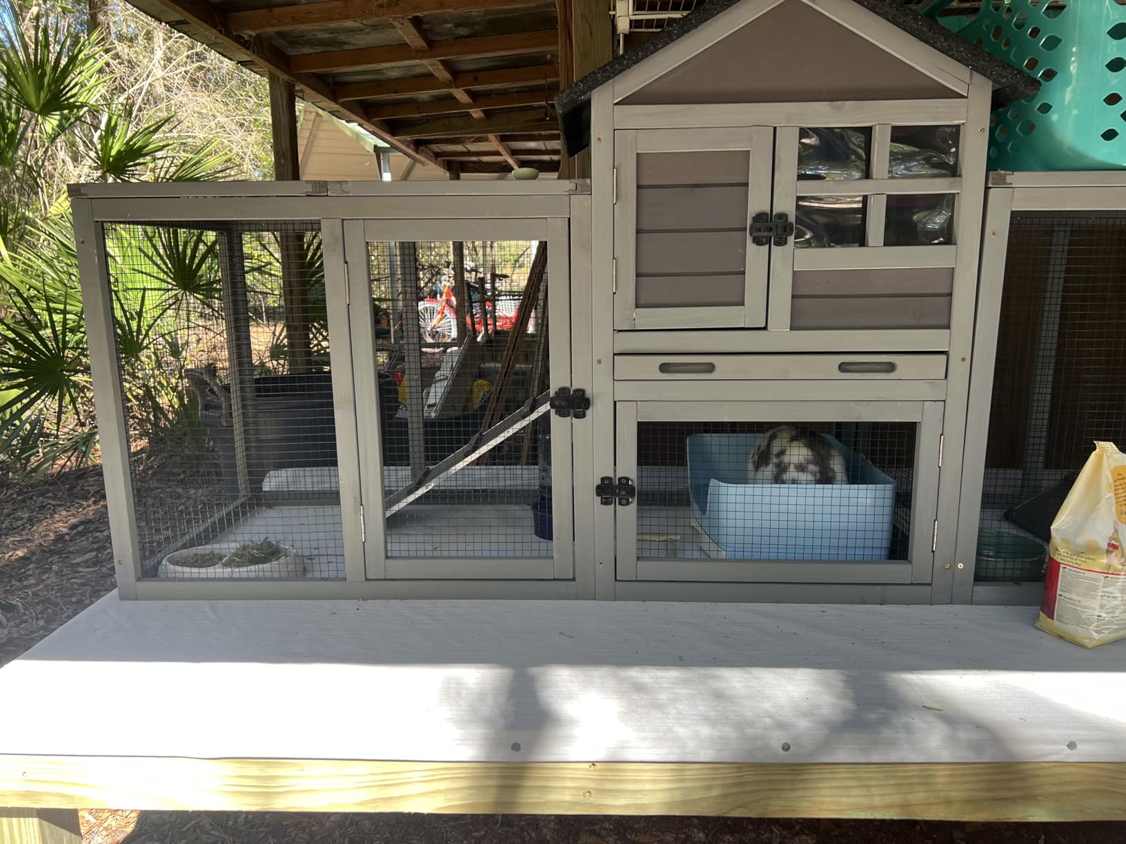 Aivituvin Rabbit Hutch Indoor Outdoor 51.6''L Chicken Coop Bunny Cage with Run,Guinea Pig House Pull Out Upper Tray (51.6