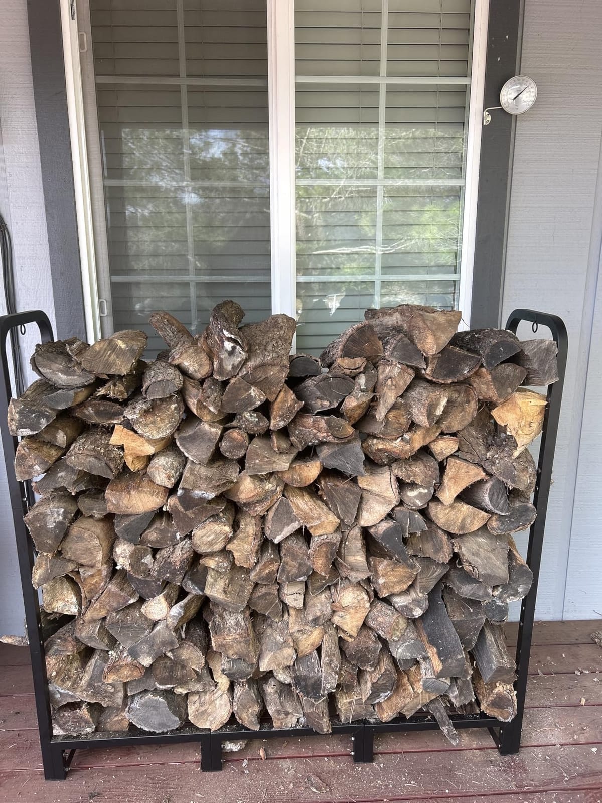 Firewood Rack Stand 6ft Heavy Duty Logs Carrier Holder for Outdoor Indoor Fireplace, Matte Black customer photo 2