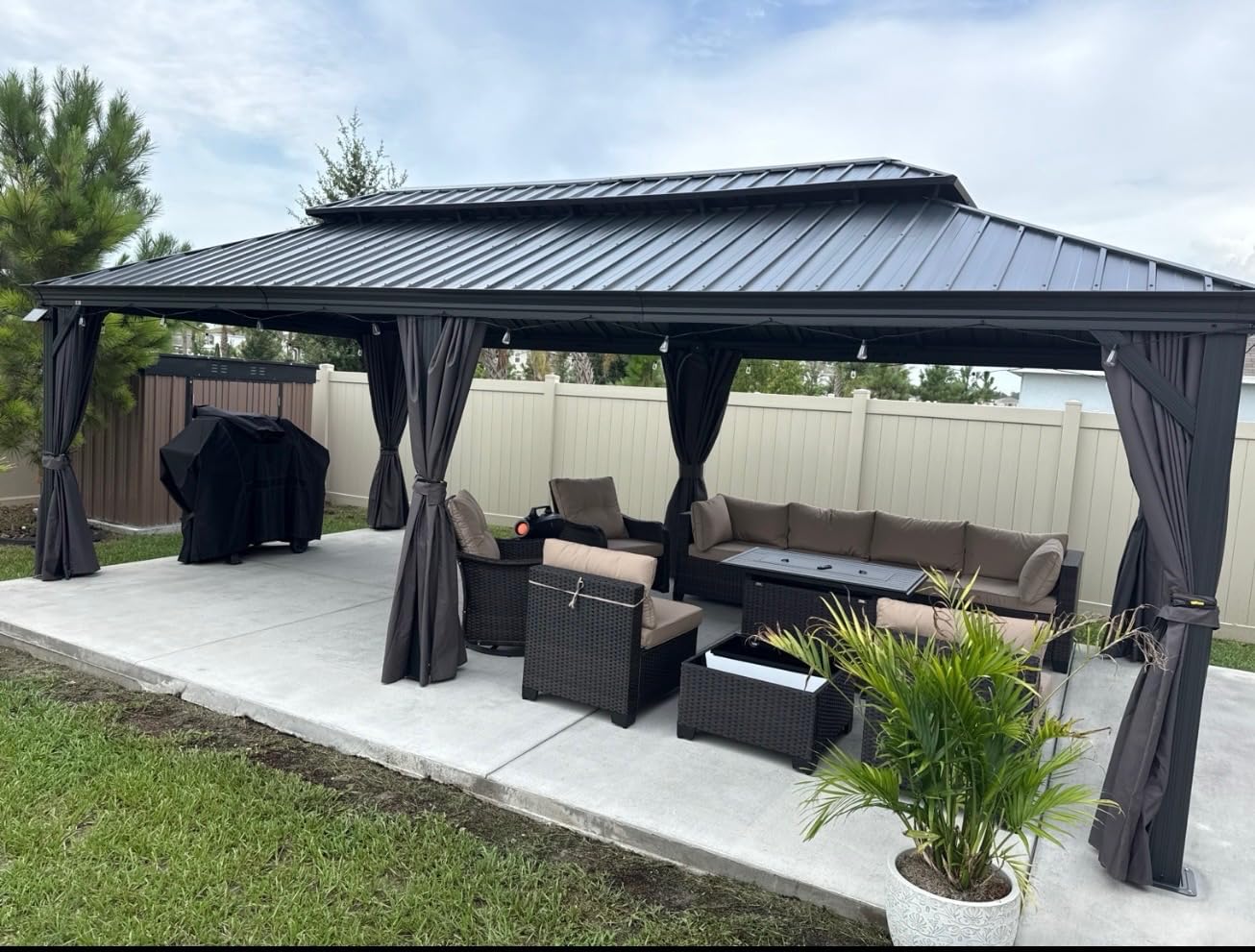 PURPLE LEAF Permanent Hardtop Gazebo 10' X 12' Aluminum, Gray customer photo 1
