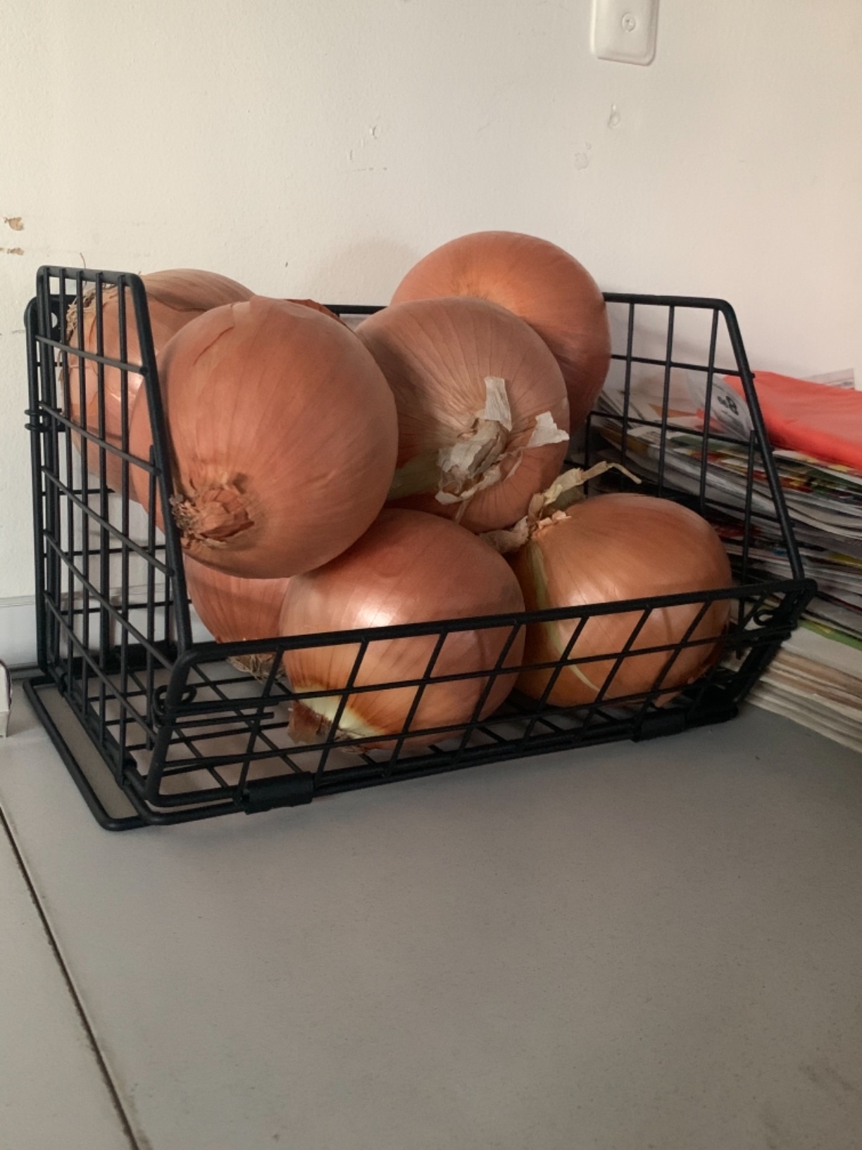 2-Tier Potato and Onion Storage Bin, Stackable Wire Baskets for Countertop | Large Fruit and Vegetable Storage, Wall-Mount Kitchen Pantry Organizer with Ventilated Mesh to Keep Produce Fresh for Cabinet customer photo 2