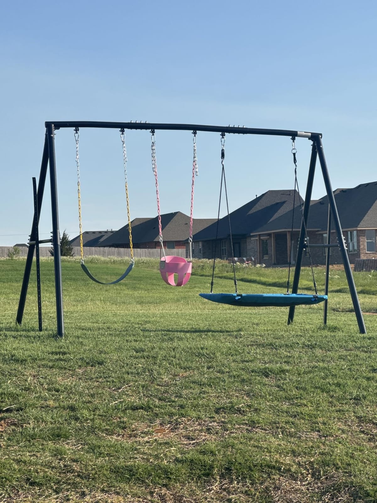 Hapfan 600lb Heavy Duty Swing Set for Outdoor Backyard with 3 Swings Black customer photo 1