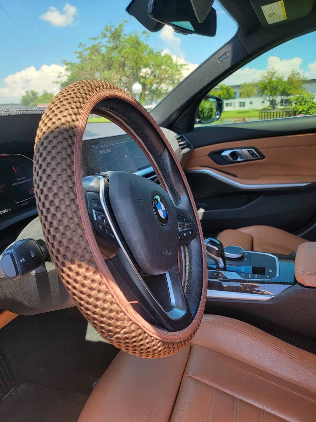 Moly Magnolia 15 Inch Steering Wheel Cover, Microfiber Ice Silk, Black customer photo 1