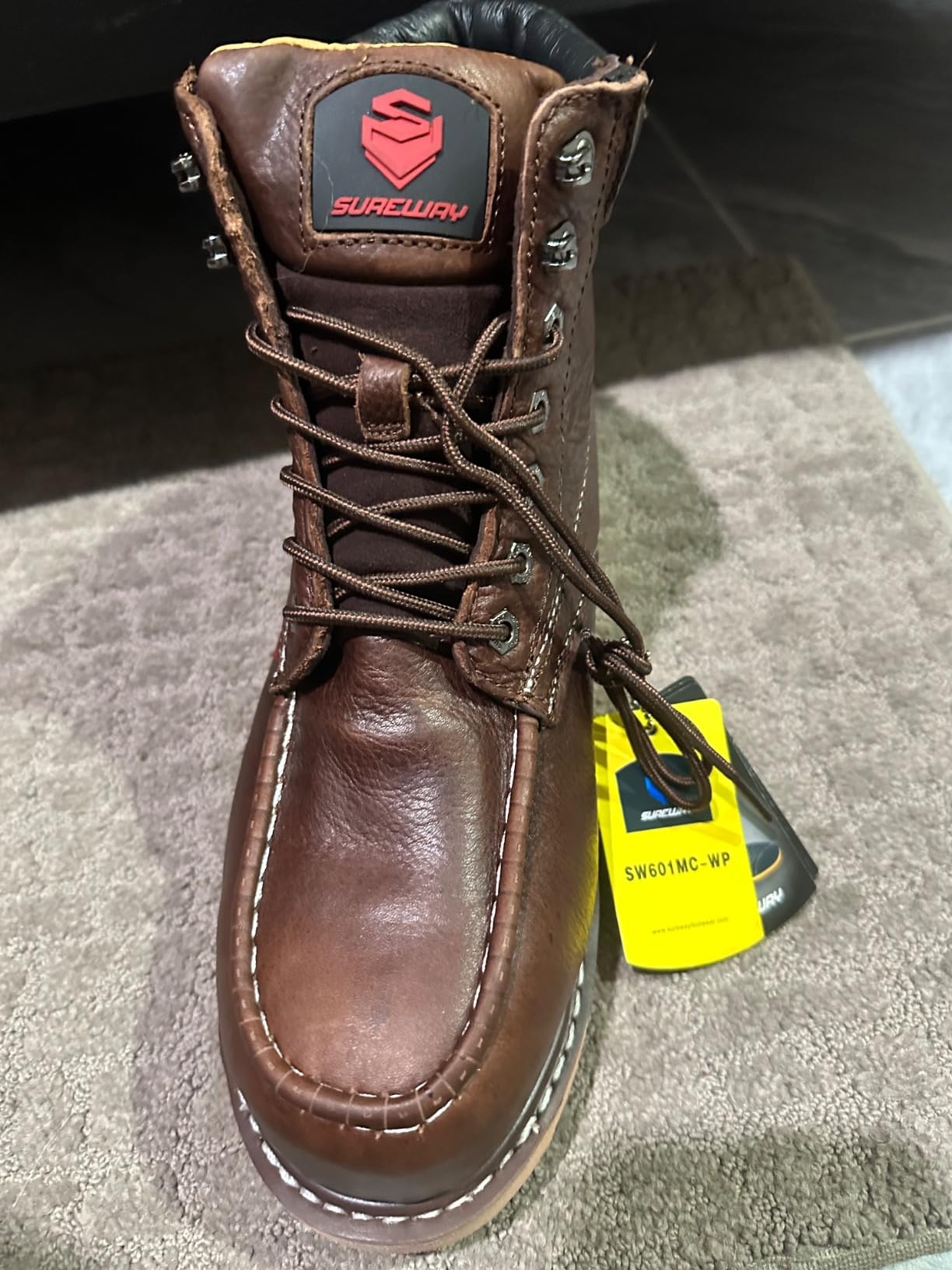 SUREWAY Mens Heavy Duty Soft/Composite/Steel Toe Work Boots for Men-Comfortable,GoodyearWelt,Full Grain Leather,6 in Wedge Moc Toe Construction Boots/Shoes customer photo 1