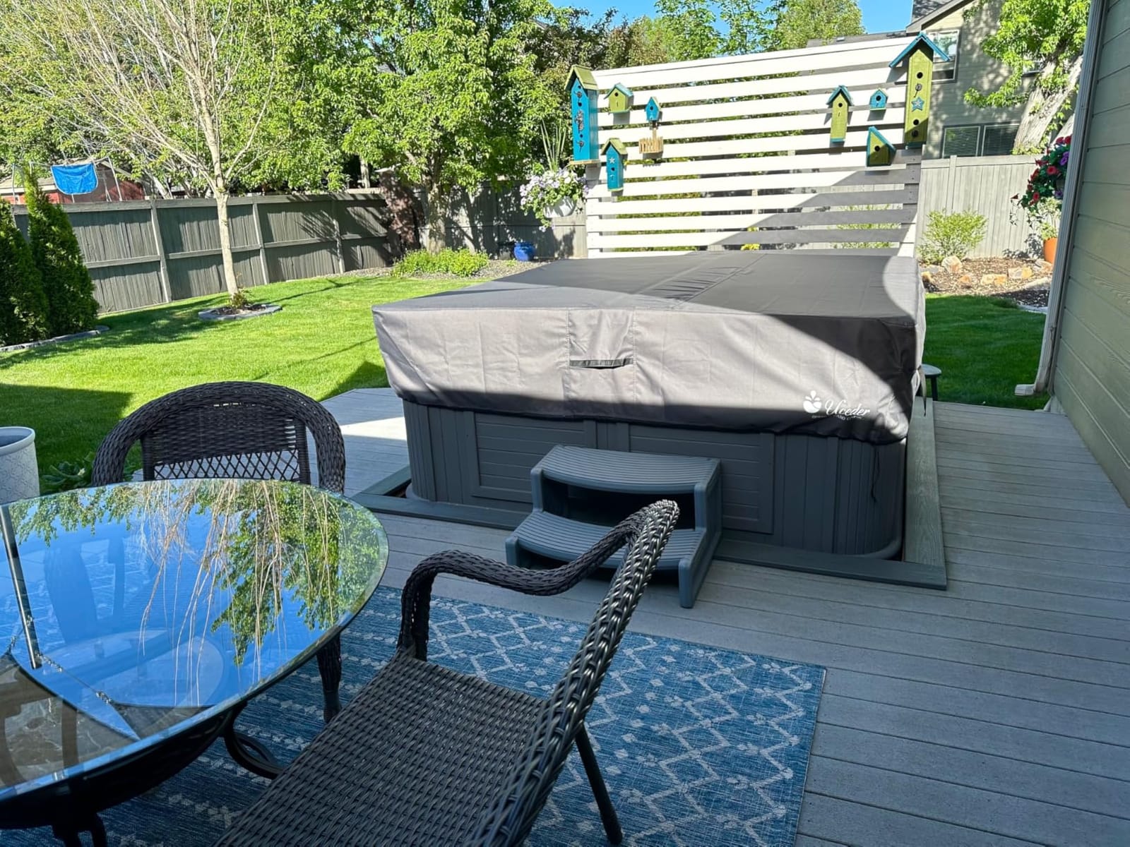 Waterproof Hot Tub Cover -Outdoor Spa Cover Cap(Fit 91''x91 x 20'') customer photo 2