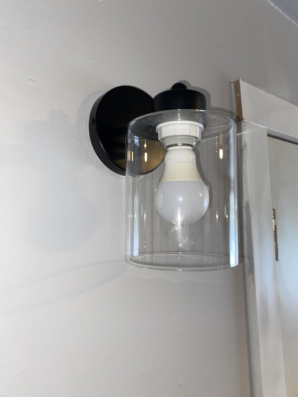 1-Light Bathroom Black Vanity Light Matte Black Wall Sconce Vintage with Clear Glass Shade, Hallway Light Fixture Sconces Wall Lighting customer photo 1