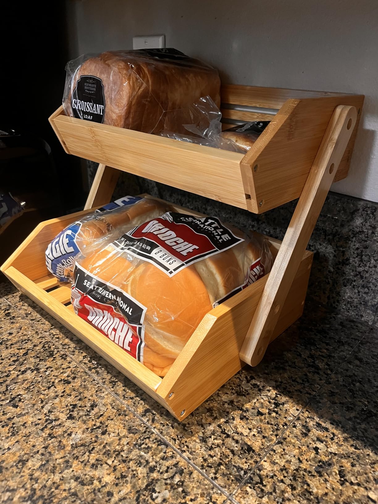 G.a HOMEFAVOR 3-Tier Bamboo Fruit Basket for Kitchen Counter, Self-assembly customer photo 2