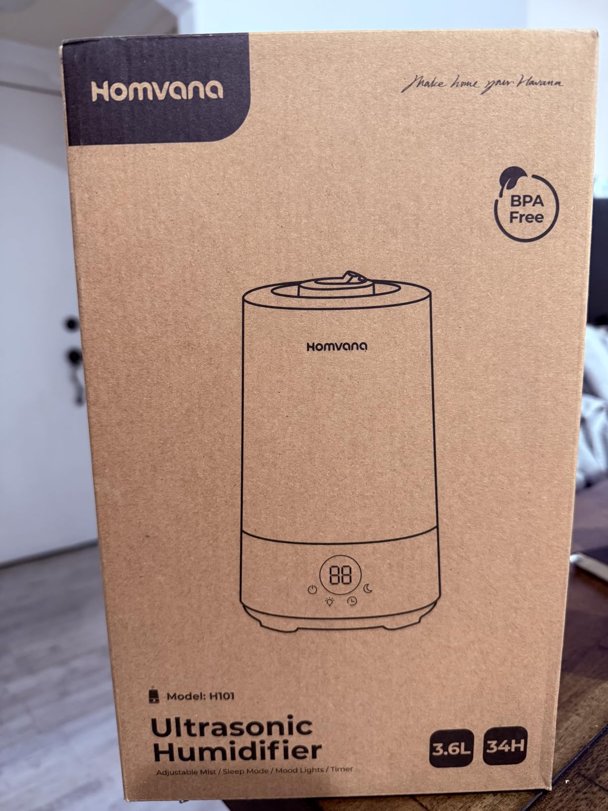 Homvana 3.6L Top-Fill Cool Mist Humidifiers for Bedroom, Large Room(Grey) customer photo 1