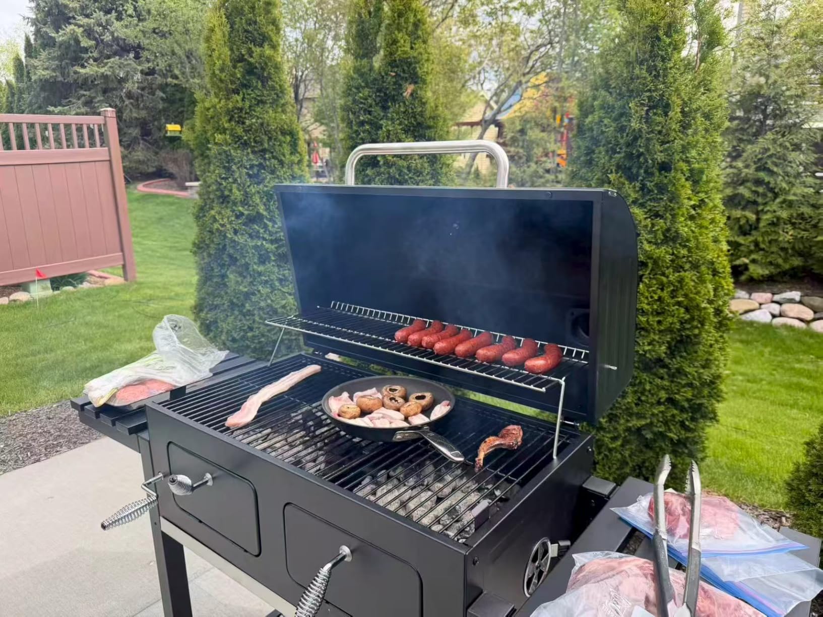 Captiva Designs Charcoal Grills Extra Large Barbecue Grill Heavy Duty | 794 SQ.IN Oversize Cooking Area, Outdoor BBQ Cooking Grill with 2 Individual Lifting Charcoal Trays and Foldable Side Tables customer photo 2
