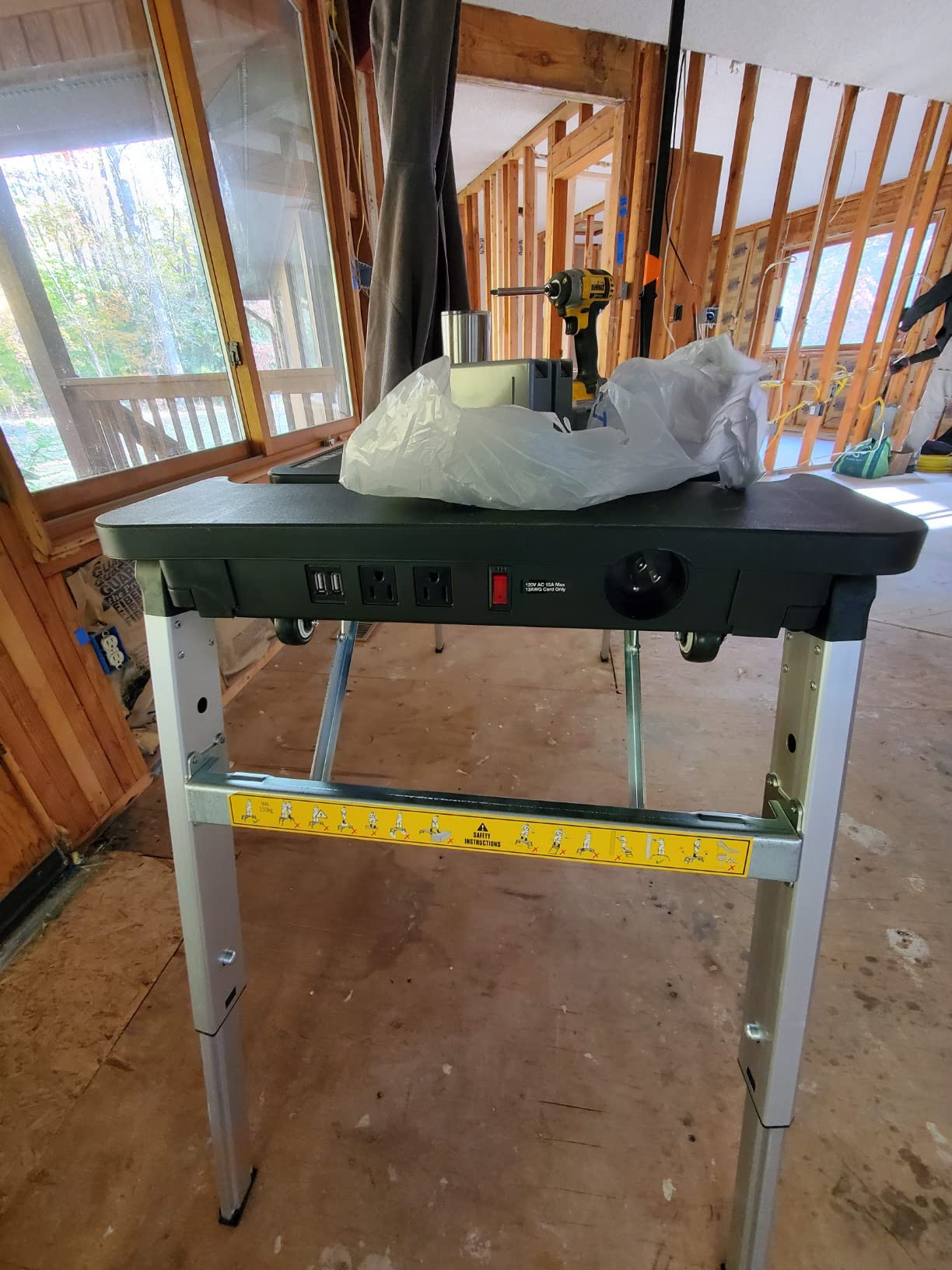 TLGREEN 7in1 Multifunctional Portable Workbench,Worktable with Poweroutlet | Folding Work Table Converts to Sawhorse, Scaffold, Creeper, Dolly And Hand Truck; Mobile Setup for Garage Projects, DIY customer photo 1