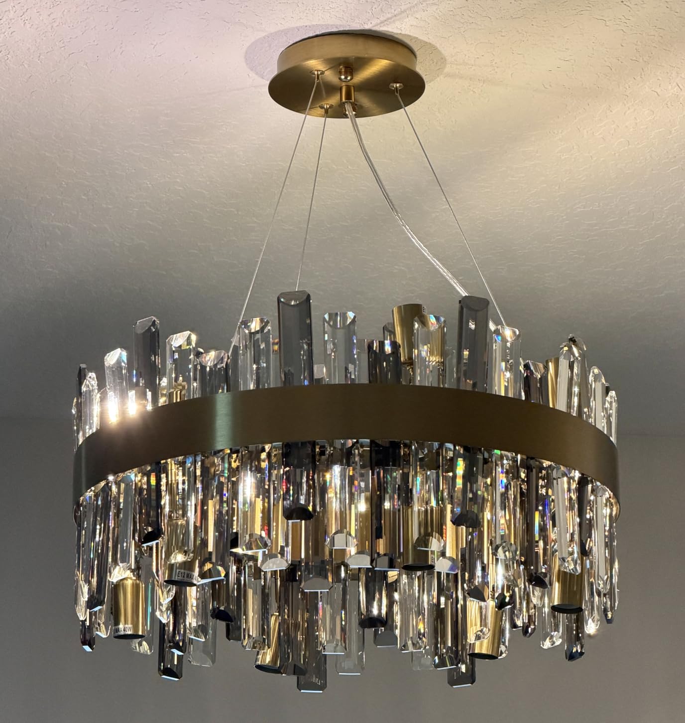 Siljoy 35.4'' Rectangular Brushed Gold Crystal Chandelier for Dining Room customer photo 2