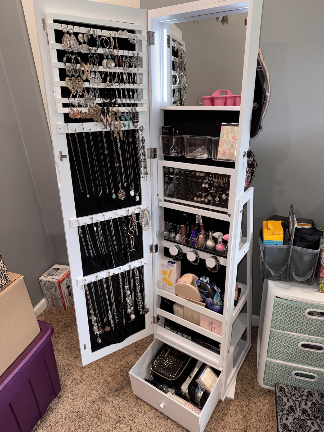 Nicetree 360° Swivel Jewelry Cabinet with Lights, Full Length Mirror customer photo 1