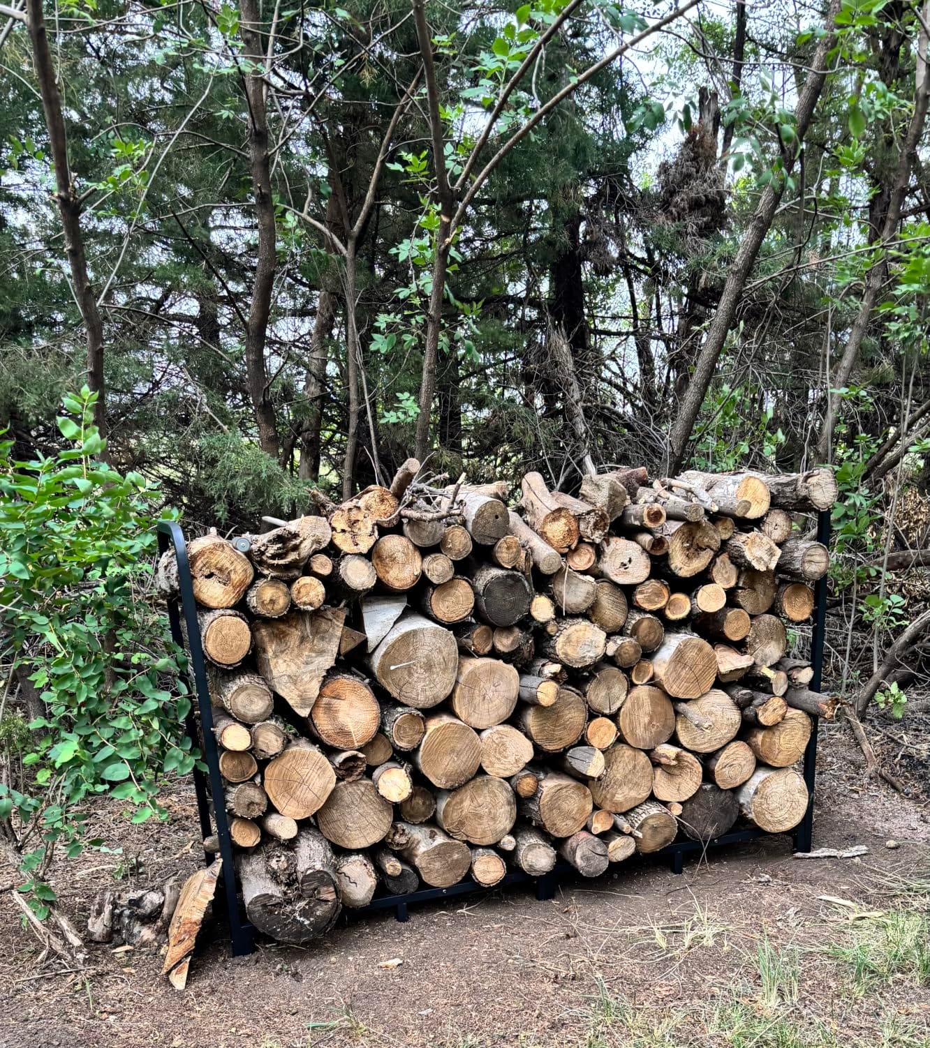 Firewood Rack Stand 2ft Heavy Duty Logs Holder for Outdoor Indoor Fireplace Metal Wood Pile Storage Stacker Organizer, Matte Black customer photo 2