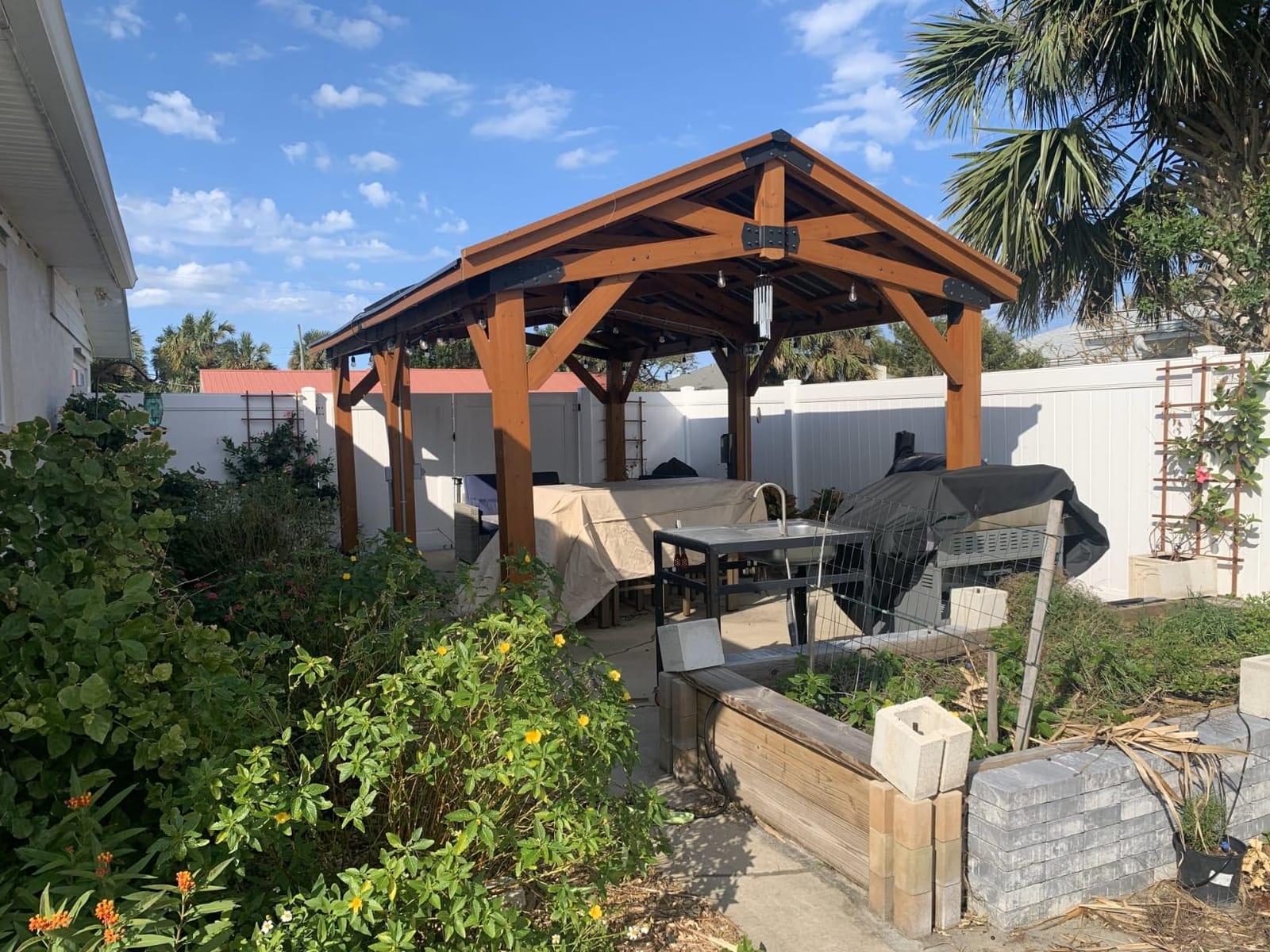 Backyard Discovery Norwood 16 ft. x 12 ft. Cedar Wood Gazebo,Thermal Insulated Steel Roof, Durable, Supports Snow Loads and Wind Speed, Rot Resistant, Backyard, Deck, Garden, Patio customer photo 2