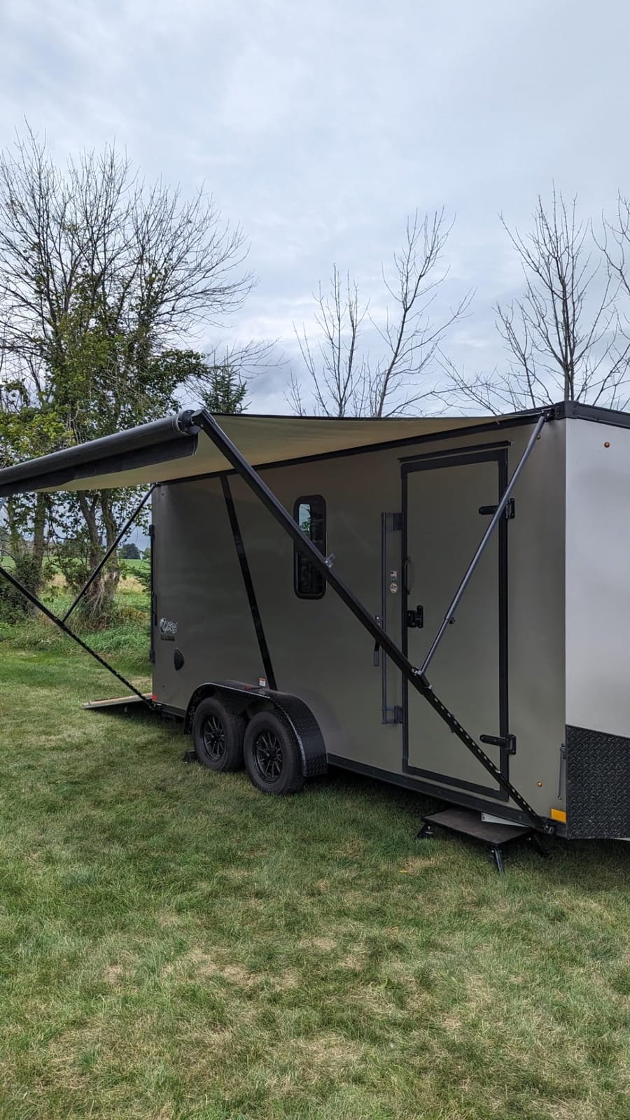 Awnlux White Manual Modular Retractable RV Awning Full Set Assemblies for RV, 5th Wheel, Travel Trailers, Toy Haulers, and Motorhome - RV Trailer Awning for Home or Camper - 11x8 Ft - Grey Fade customer photo 1