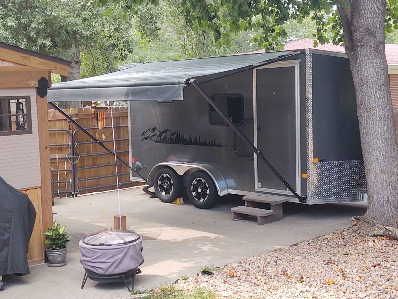 Awnlux White Manual Modular Retractable RV Awning Full Set Assemblies for RV, 5th Wheel, Travel Trailers, Toy Haulers, and Motorhome - RV Trailer Awning for Home or Camper - 11x8 Ft - Grey Fade customer photo 2