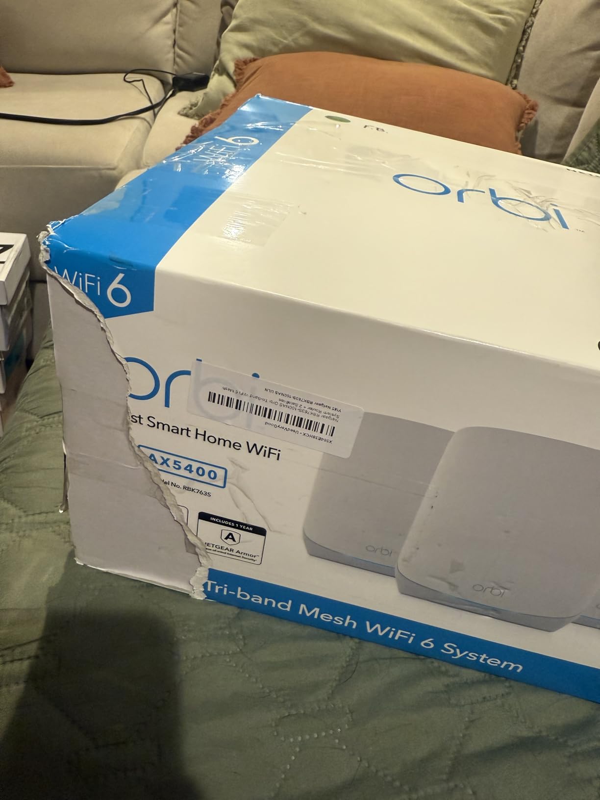 NETGEAR Orbi Tri-Band WiFi 6 Mesh Network System (RBK762S) – Router + 1 Satellite Extender, Security Features, Up to 5.4 Gbps, Covers up to 5,000 sq. ft, 75 Devices, Free Armor Security customer photo 2