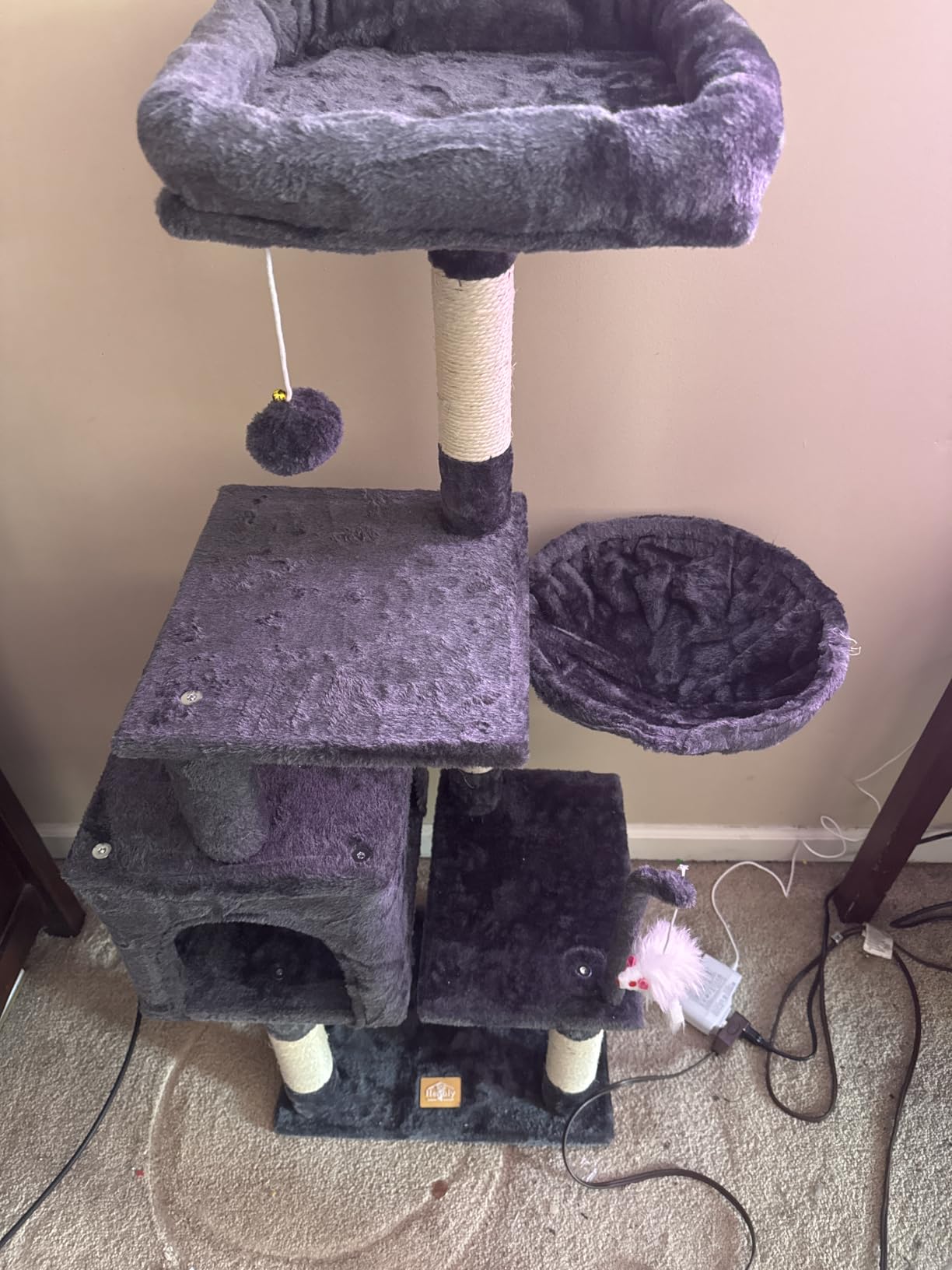 Heybly Cat Tree with Toy, 43.3 inch Cat Tower for Indoor Cats HCT004SG customer photo 2