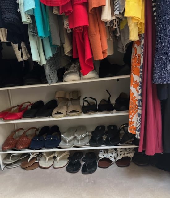 KEETDY 3-Tier Long Shoe Rack for Closet Metal Shoe Organizer for Entryway, Wide Stackable Shoe Storage Shelf with Sturdy Wire Grid for Closet Floor, Bedroom, Black customer photo 2