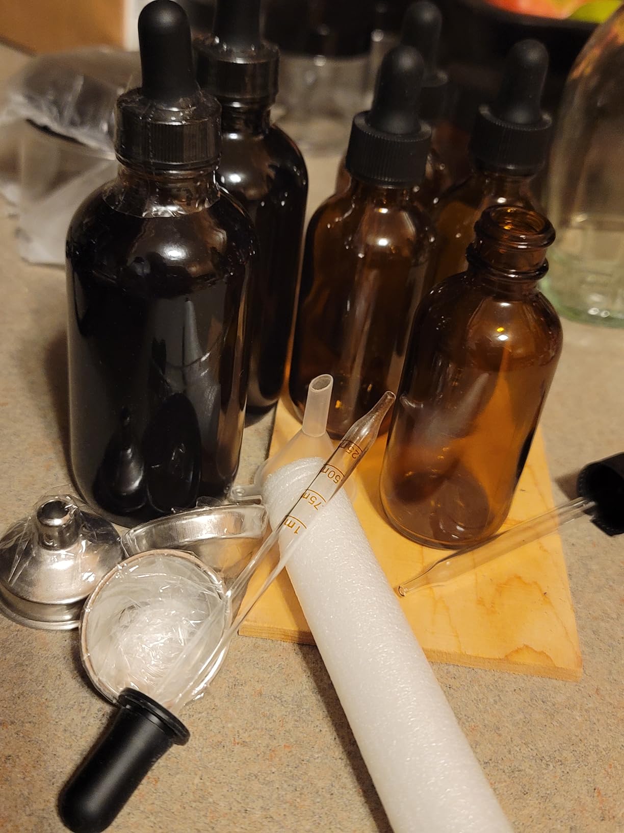 24 Pcs, 2 oz Dark Amber Dropper Bottles with 6 Small Funnels & 1 Long Glass Labels - 60ml Tincture Bottles w/ Eye Dropper for Essential Oils, Perfume, Hair Oil, Liquids - Leak Proof Travel Bottles customer photo 2