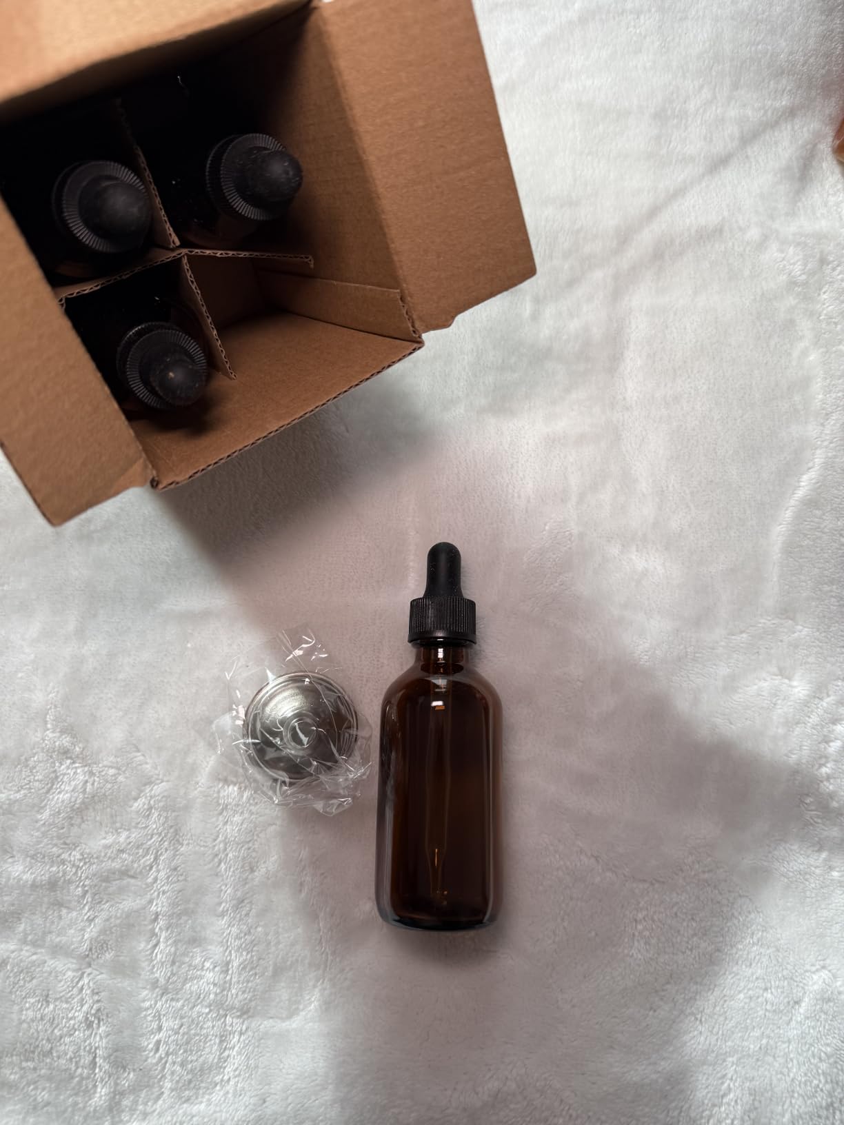 4 Pack, 2 oz Bottles with Dropper & 1 Funnel & 4 Labels - Essential Oils Bottles for Health, Personal Care & Beauty - 60ml Thick Dark Amber Glass Tincture Bottles, Refillable Cosmetic Containers customer photo 1