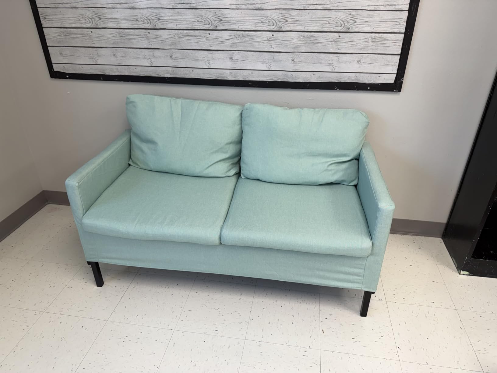 TYBOATLE 51'' Dark Grey Small Couch Loveseat, 2-Seater Linen Sofa customer photo 2