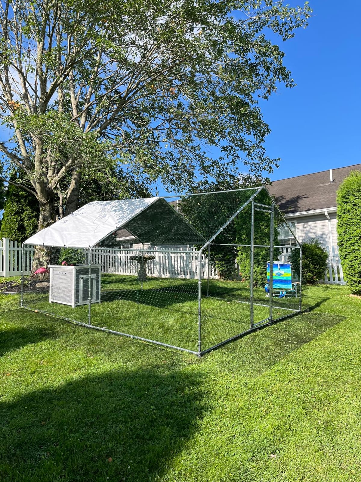 NUGRIART Large Metal Chicken Coop Walk-in Poultry Cage Hen Duck Run House with Waterproof & Anti-UV Cover Galvanized Rabbits Habitat Spire Shaped Cage for Outdoor Yard Farm Use customer photo 2
