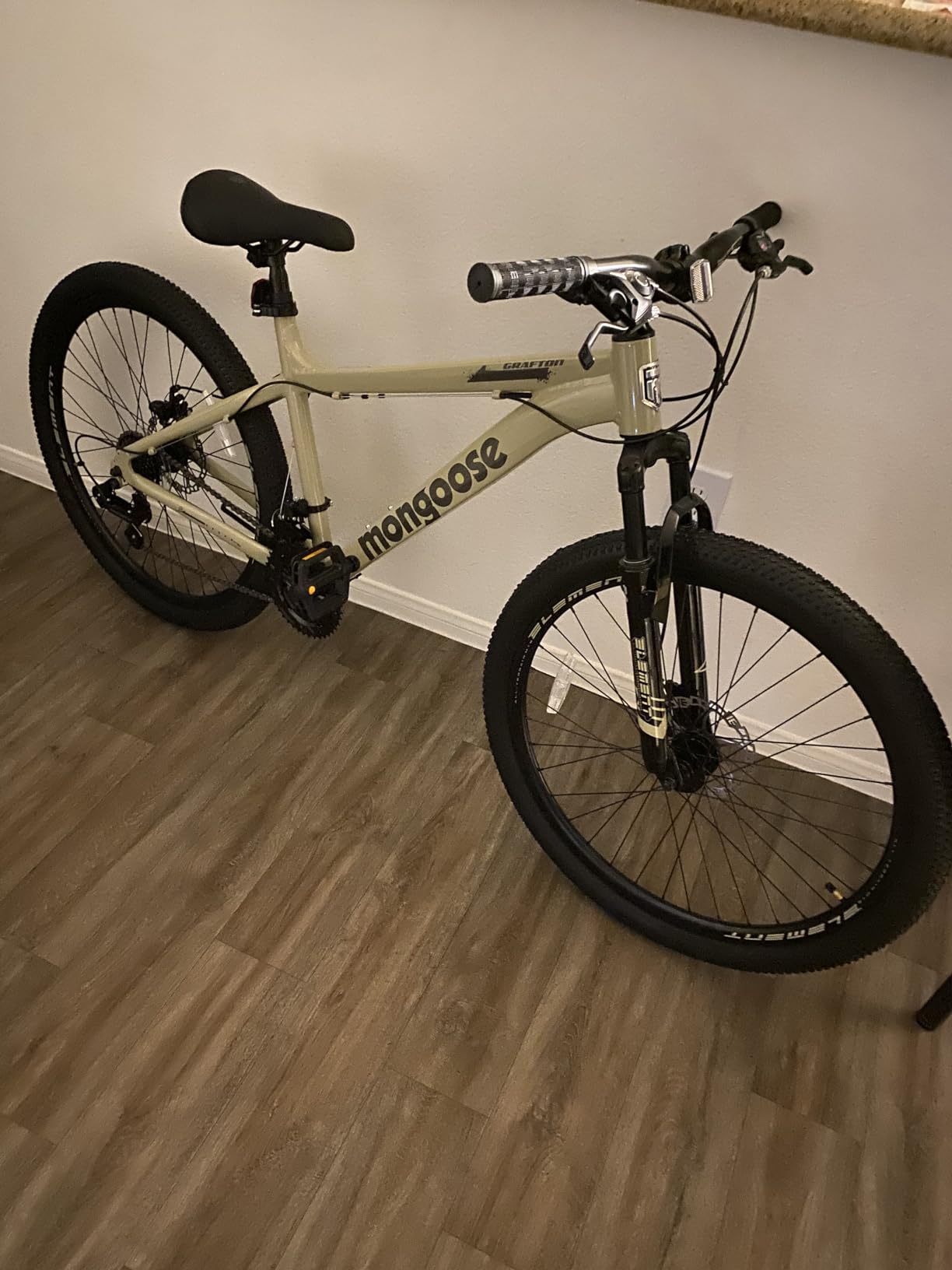 Mongoose Grafton Mountain Bike, 21 Speed, Aluminum Frame, Knobby Mountain Tires, Suspension Fork, Trigger Shifters, Mechanical Disc Brakes customer photo 1