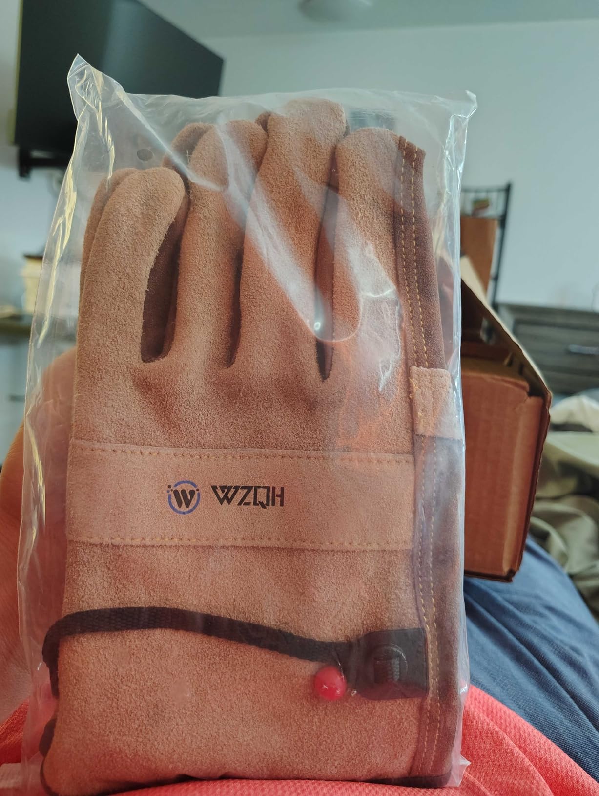 WZQH Leather Work Gloves for Men or Women.Gardening,Welding,Coffee-grey L customer photo 1