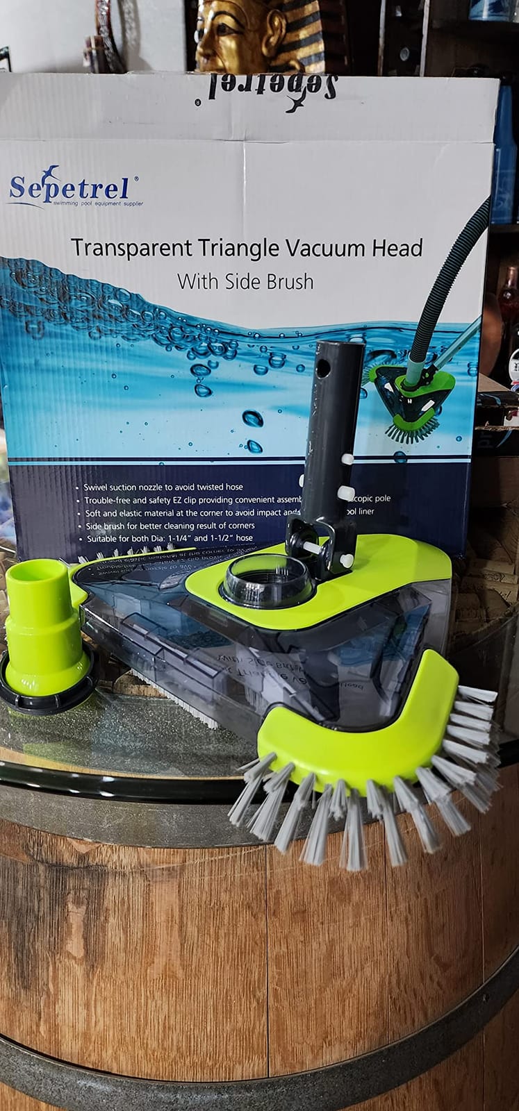 Sepetrel Upgrade Pool Vacuum Head with Side Brush & Universal Rotatable Hose Adapter,Weighted Triangular Shape(Safe for Vinyl Liner Pool) customer photo 1