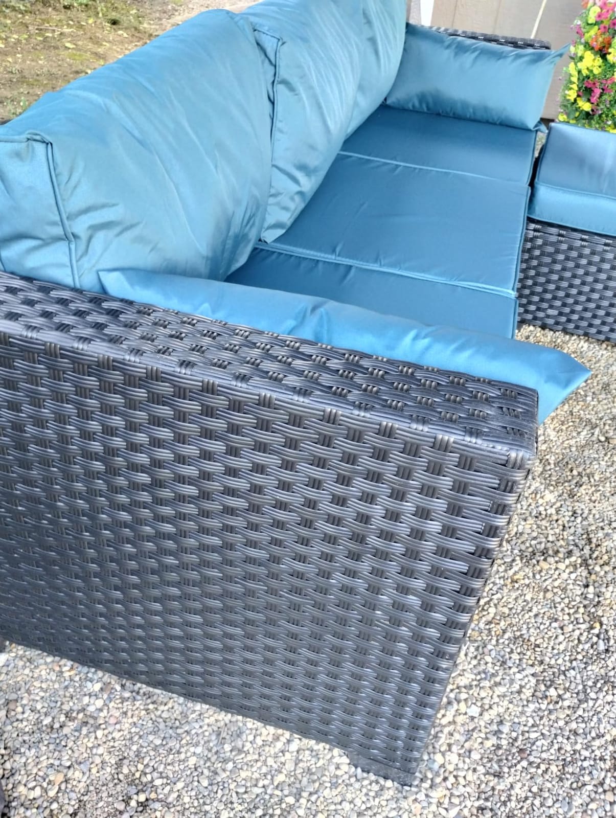Rattaner Patio Furniture Set 6 Pieces Couch Outdoor Chairs Coffee Table Peacock Blue Anti-Slip Cushions and Waterproof Covers customer photo 2