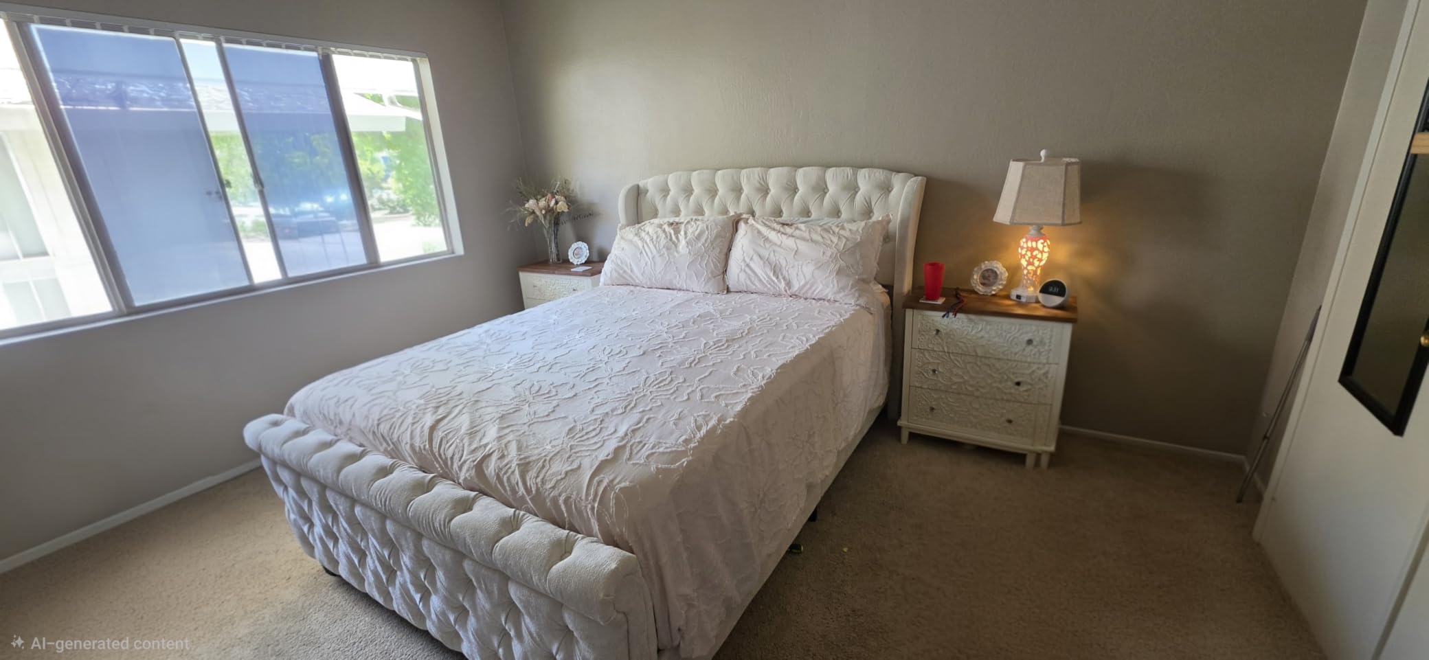 AMERLIFE Queen Size Upholstered Sleigh Bed Frame with Wingback Headboard customer photo 2