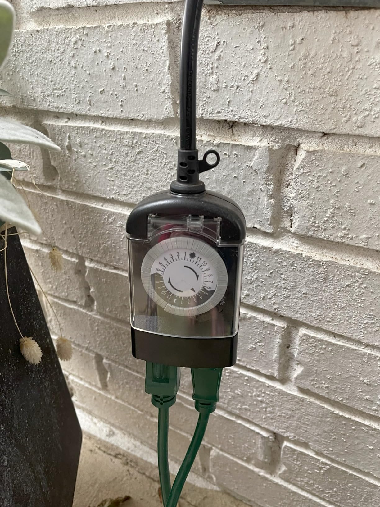 G-Homa 24 Hour Mechanical Outdoor Timer Outlet, Outdoor Timer for Lights, Waterproof, 2 Grounded Outlets, 15A 1/2HP, Heavy Duty, ETL Listed customer photo 1