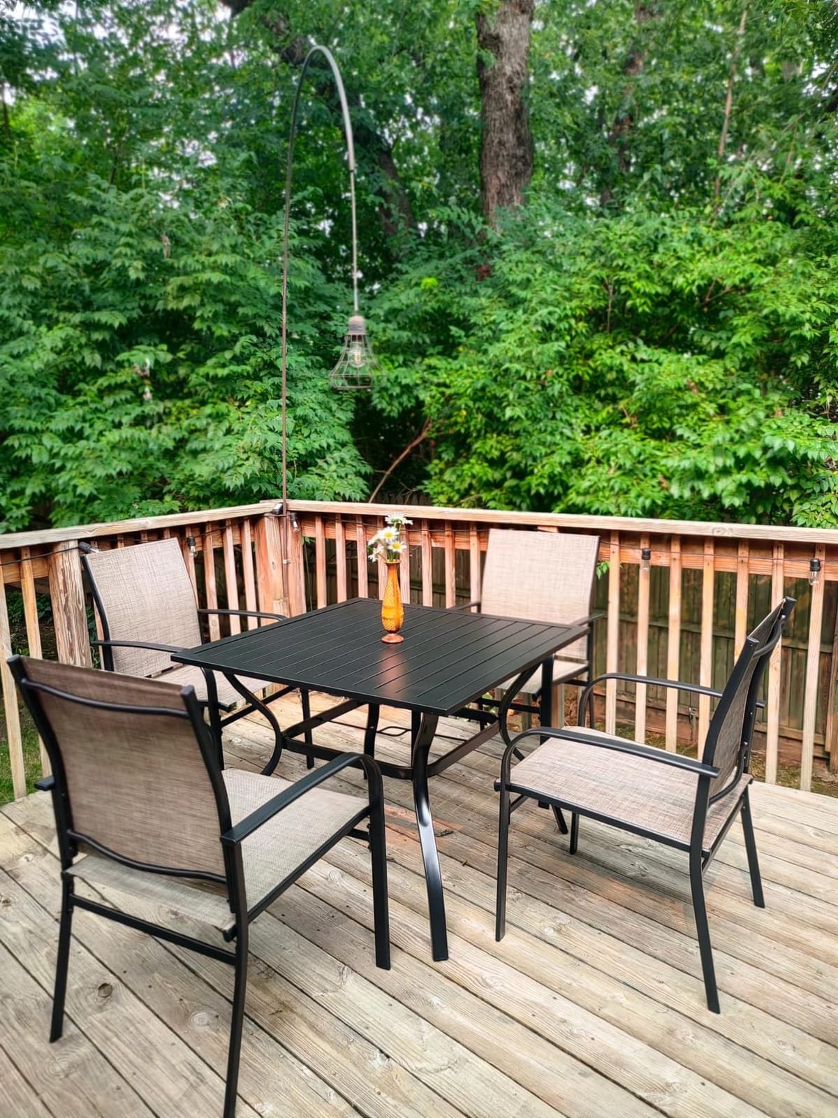 HERA'S HOUSE 5pc Patio Dining Set for 4, Outdoor Metal Table & Brown Chairs customer photo 1