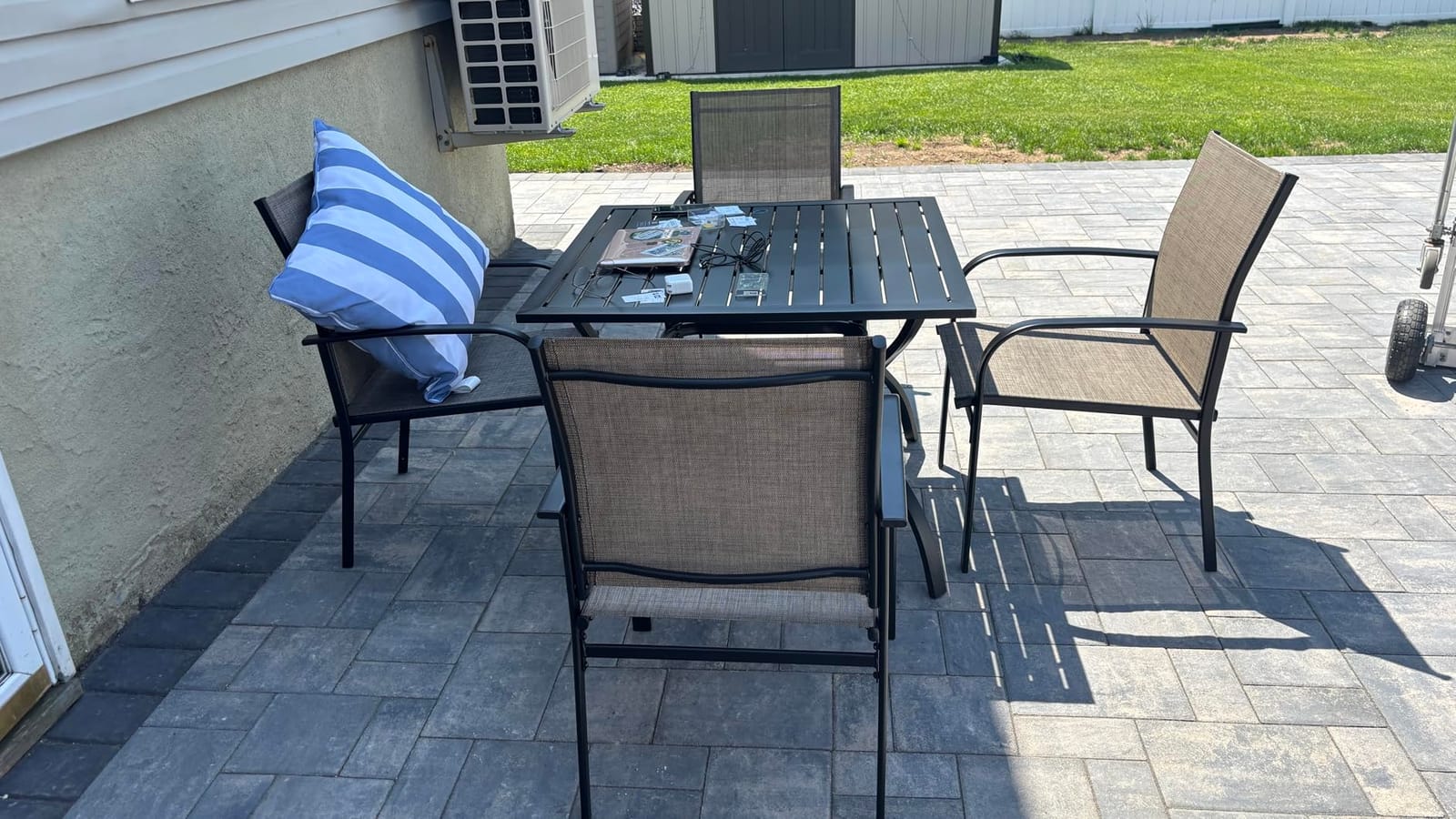 HERA'S HOUSE 5pc Patio Dining Set for 4, Outdoor Metal Table & Brown Chairs customer photo 2