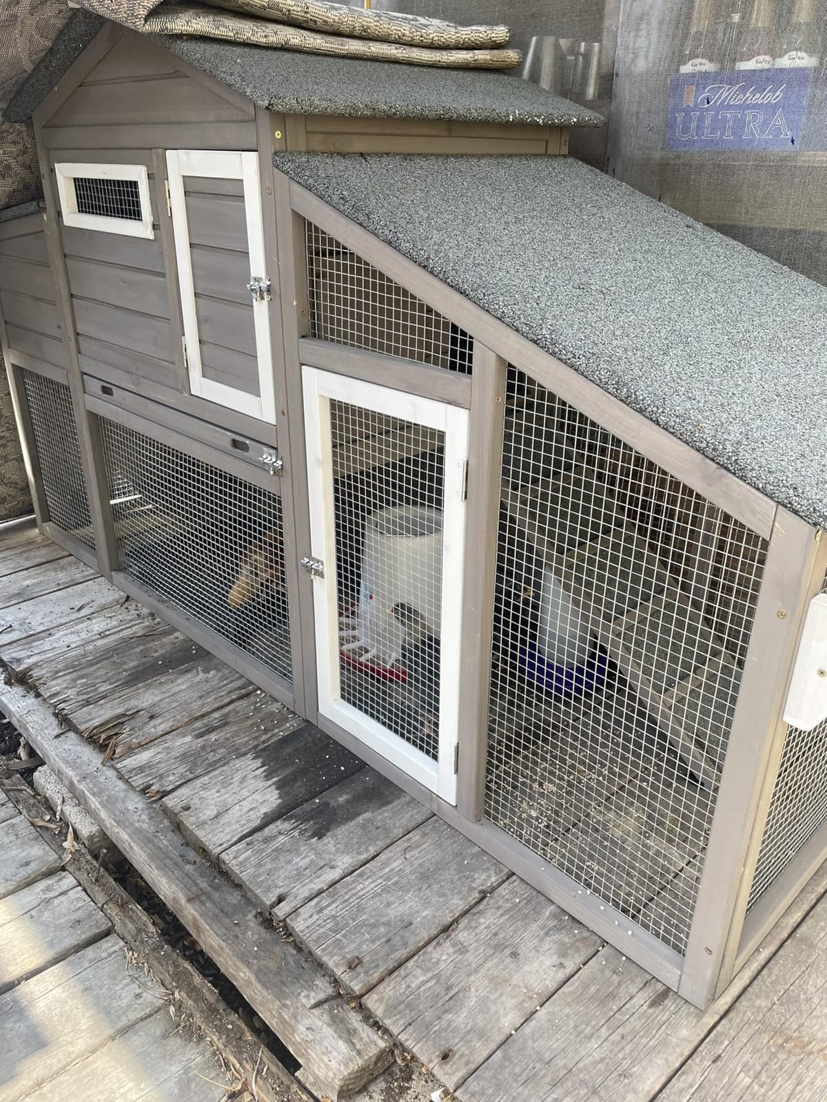 Ketive Large Wooden Chicken Coop with Run and Wheels, Grey | On Wheels, 2 Nesting Box, Pull-Out Tray, For 1-3 Hens, Chicken Coop with Run, Easy Clean Pull-Out Tray, Backyard Use customer photo 2