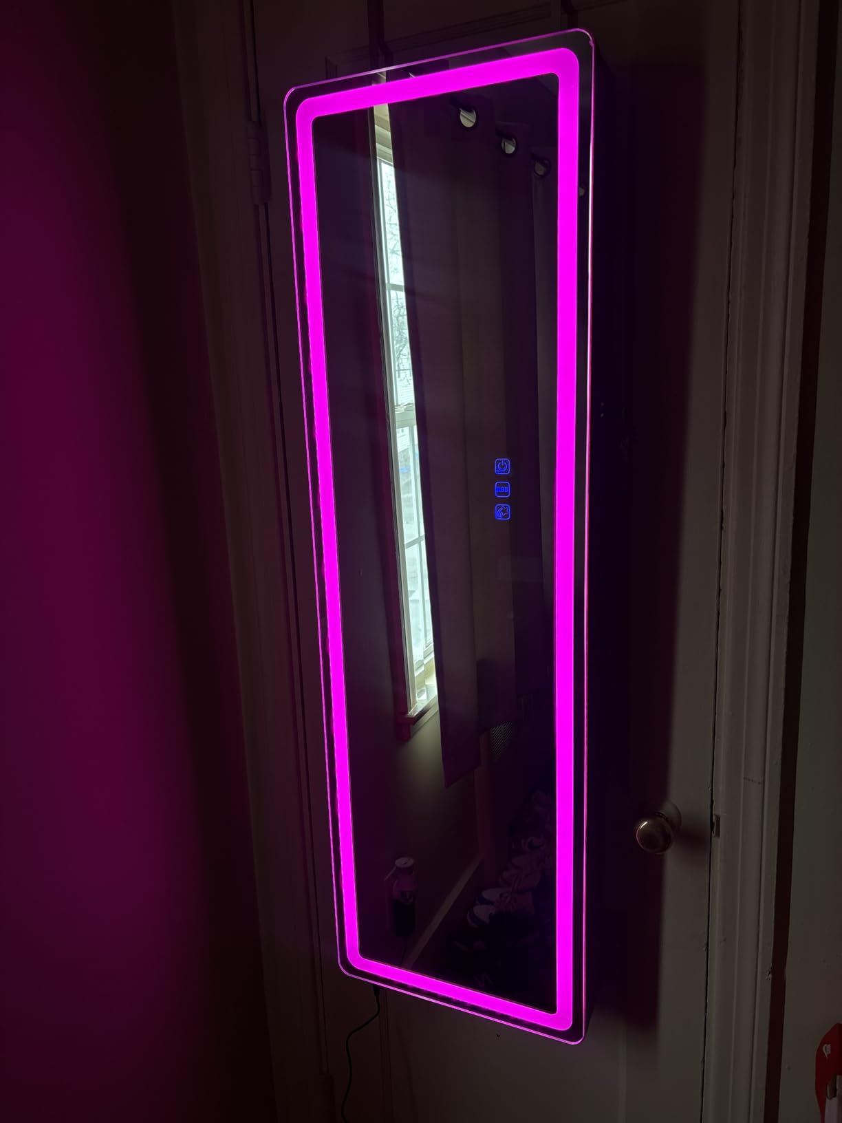 HNEBC Over the Door Jewelry Organizer with LED Lights, 47.2