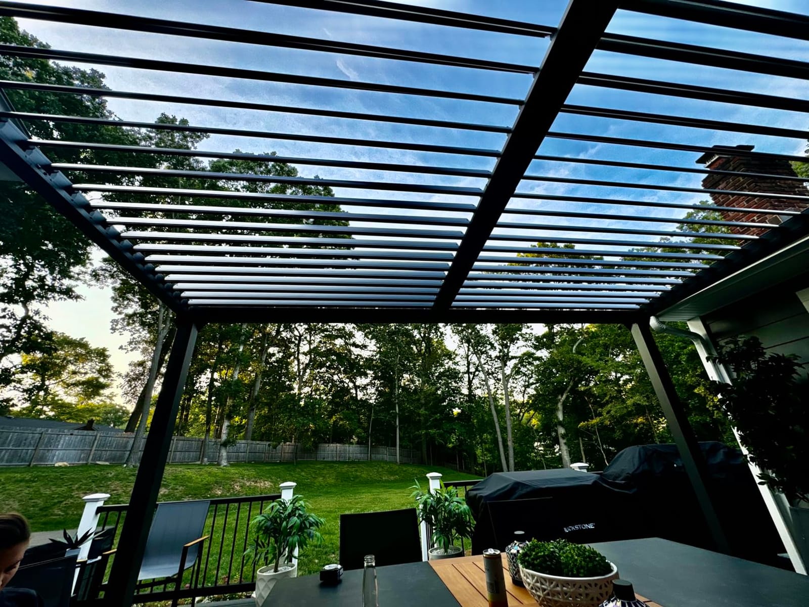 BPS 13 x 10 ft. Outdoor Aluminum Wall Mounted Louvered Pergola, Dark Gray customer photo 2