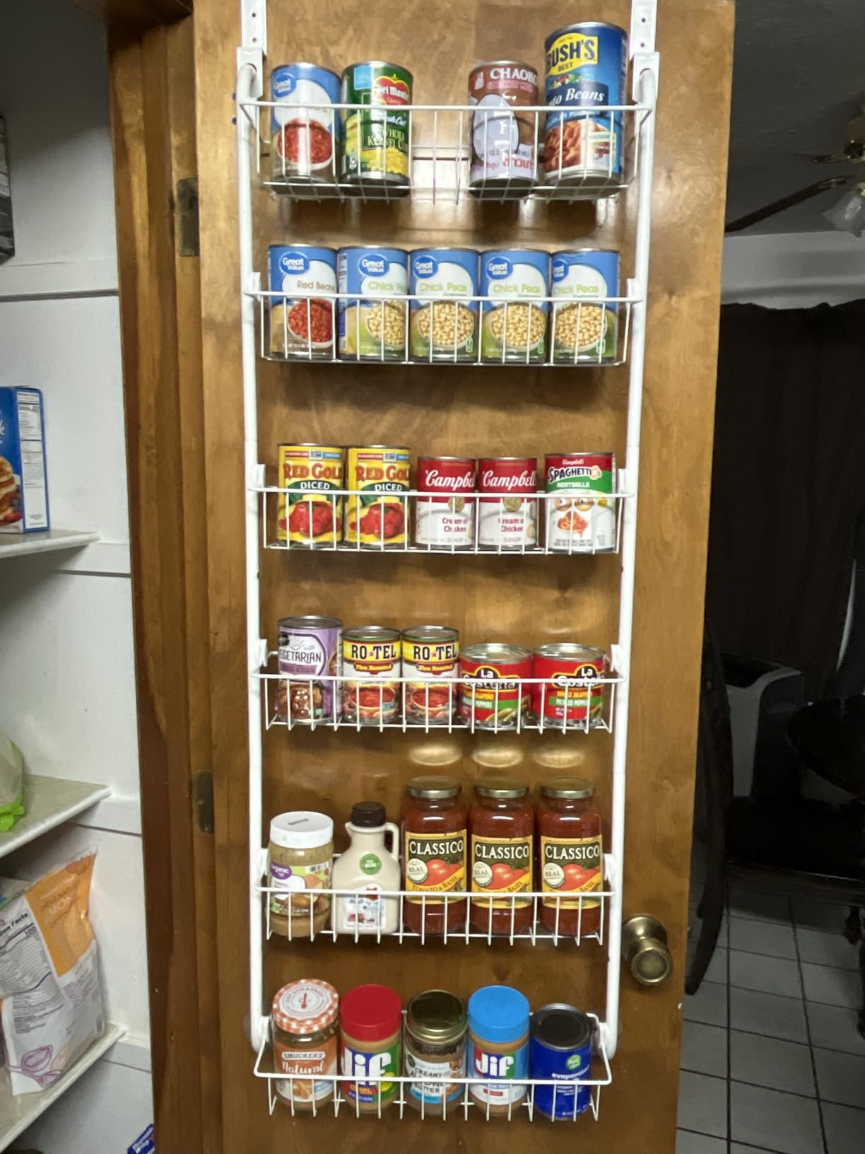 Delamu Over the Door Pantry Organizer, 6-Tier Metal Pantry Door Organization and Storage, Hanging Kitchen Basket Spice Rack Seasoning Shelves, Cabinet Door Organizer for Easy Install,D5xW18xH50inch customer photo 1