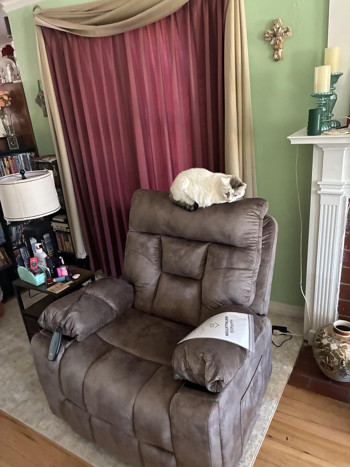 CANMOV Large Power Lift Recliner Chair with Massage and Heat for Elderly Big and Tall People, Overstuffed Wide Recliners with 2 Cup Holders, Side Pocket and USB Port, Camel customer photo 2