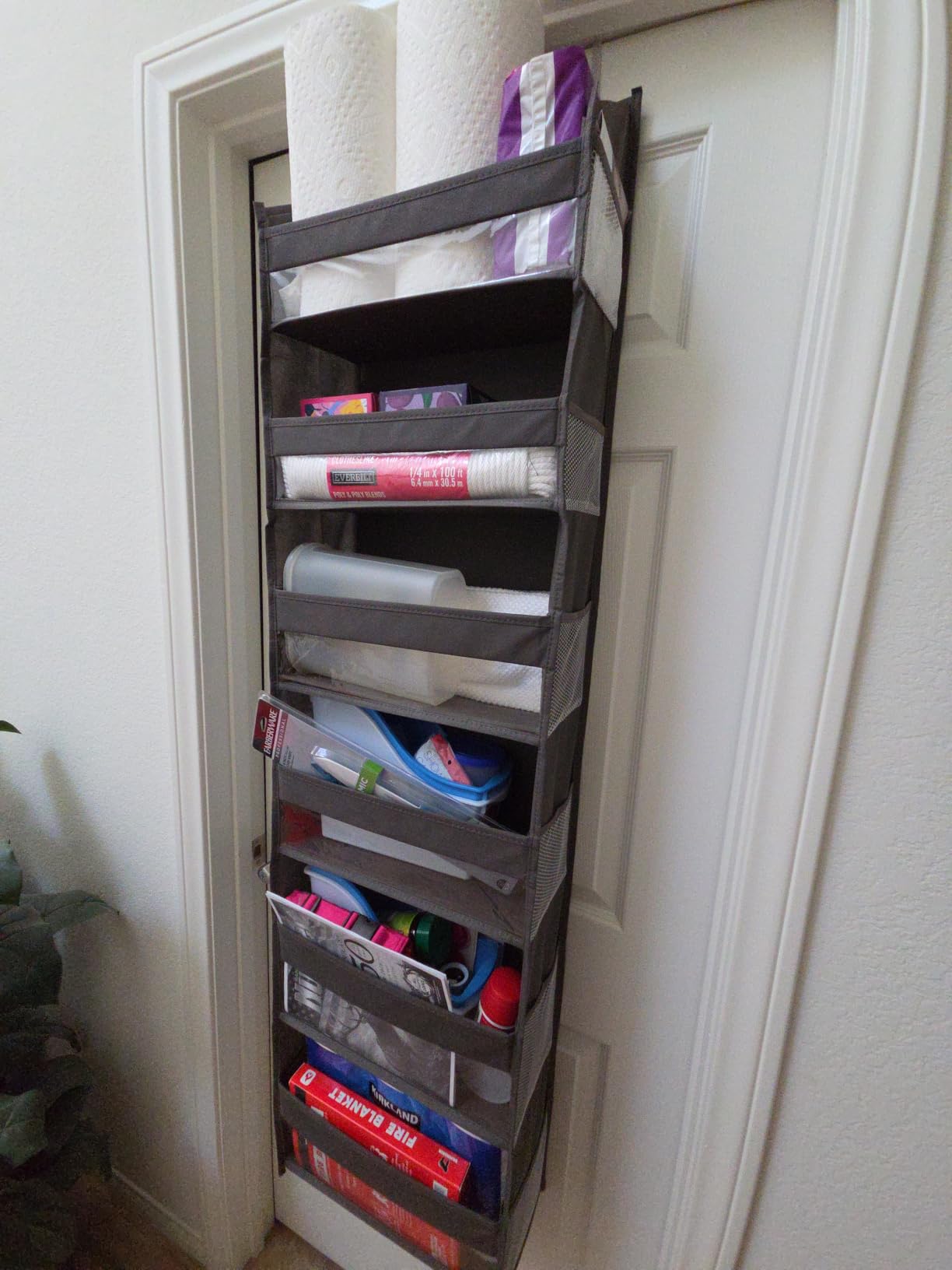 HOMELUX THEORY Over the Door Organizer, 6-Tier, 100D Fabric, Ivory 1pc customer photo 1
